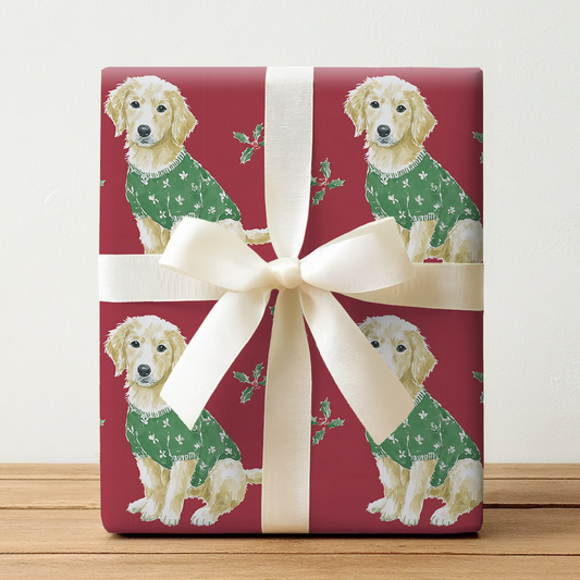 Cozy Christmas Retriever - Wrapping Paper