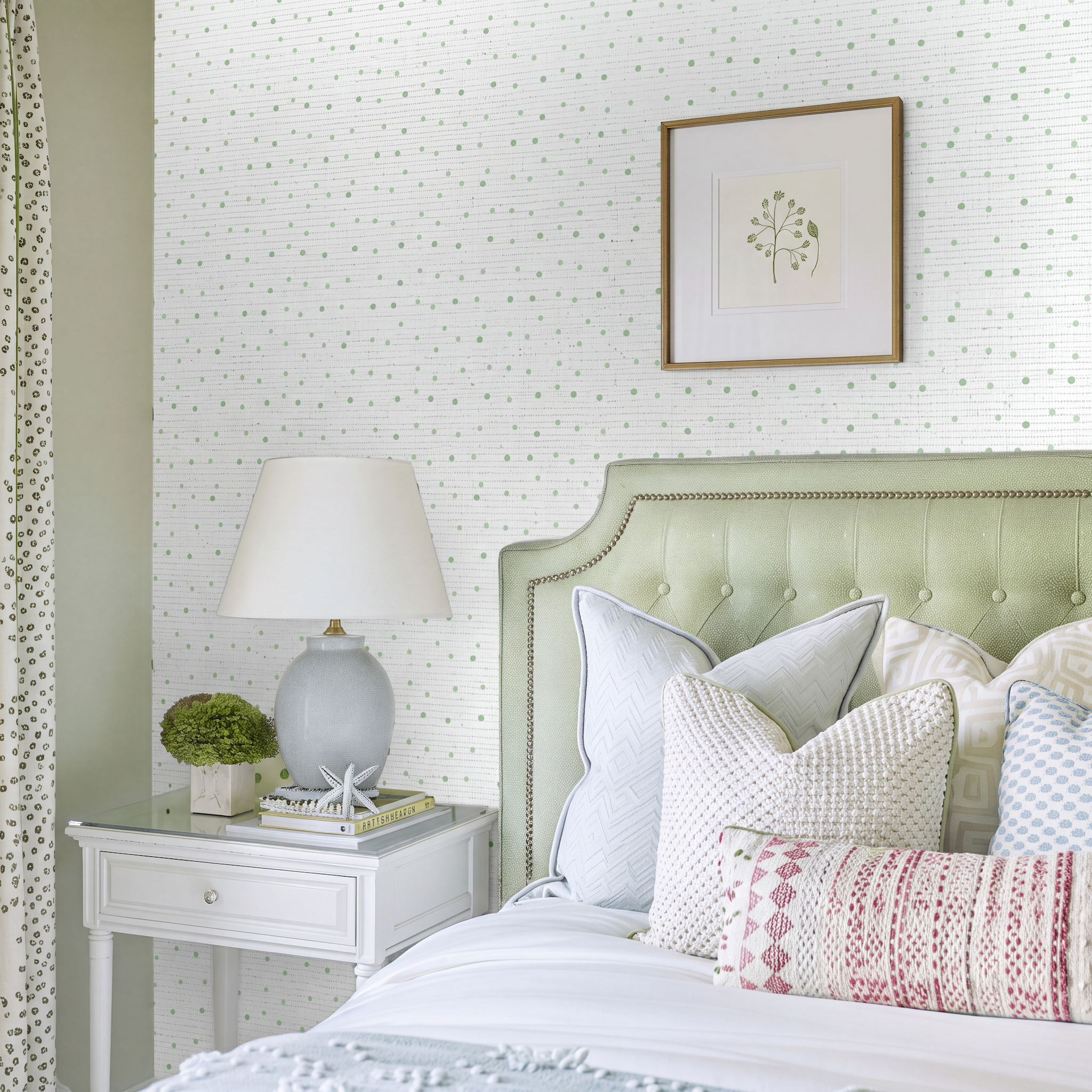 Green Aria Faux Grasscloth Wallpaper