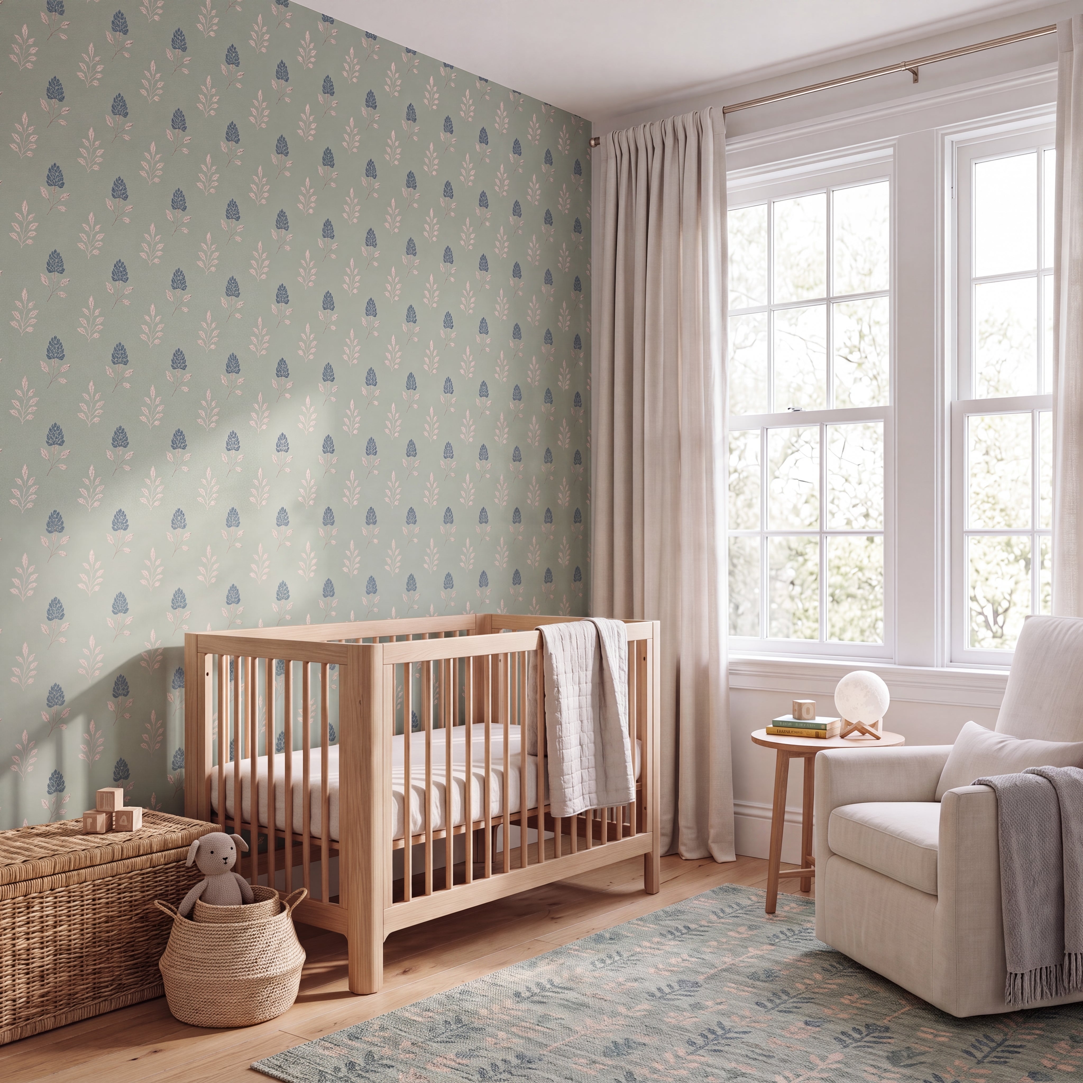 Hedgerow Sage Floral Wallpaper