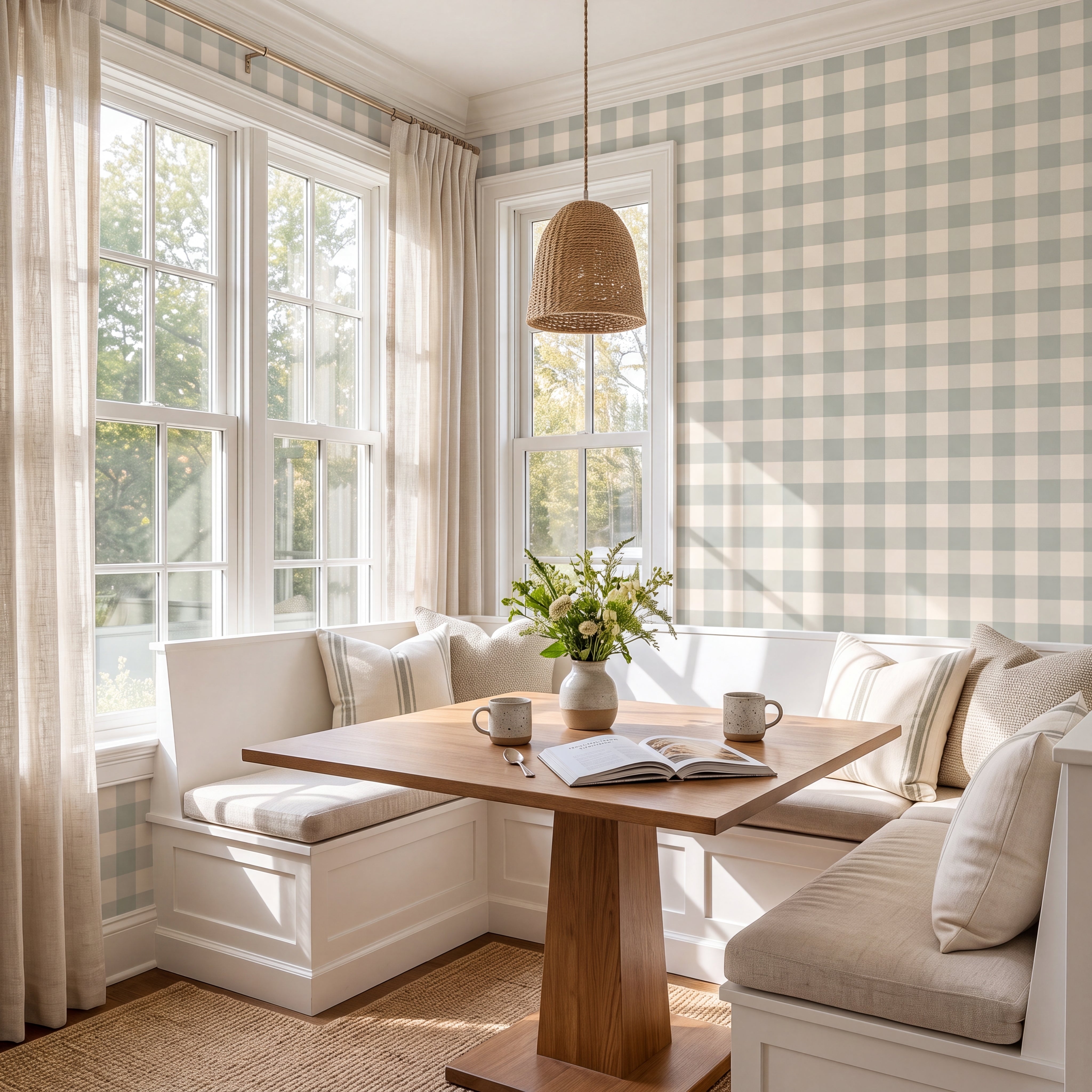 Hedgerow Sage Gingham Wallpaper