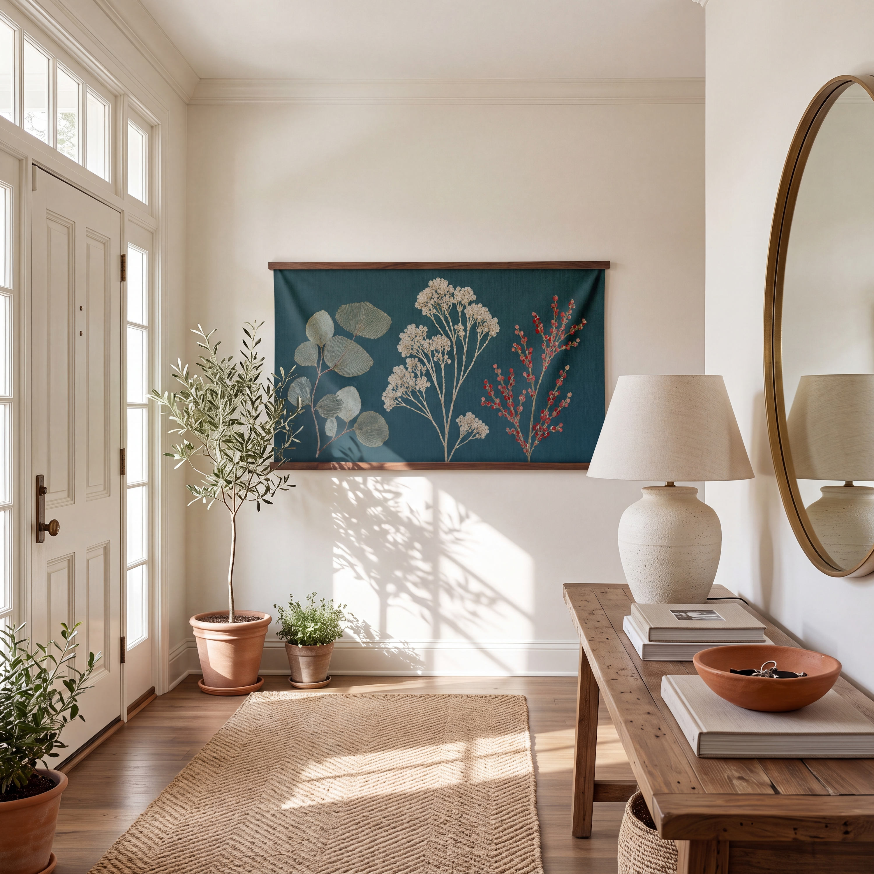 Hedgerow Teal Botanical Study - Tapestry