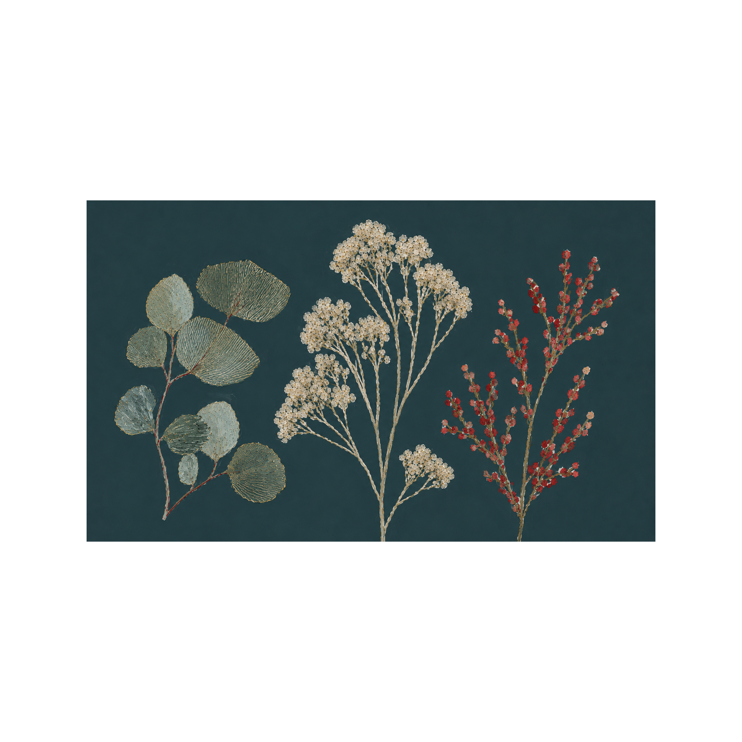 Hedgerow Teal Botanical Study - Tapestry