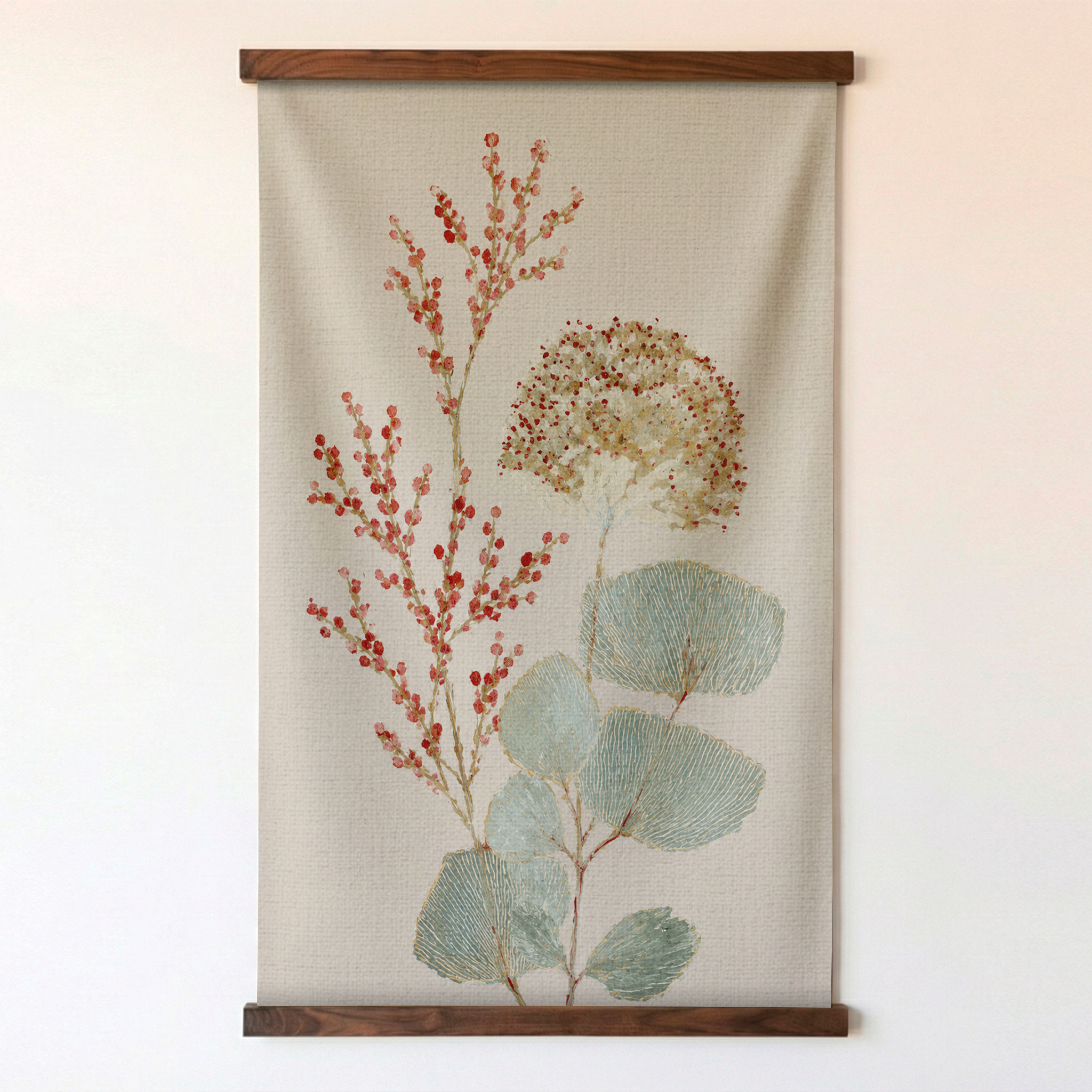 Hedgerow Traventine Botanical Study - Tapestry
