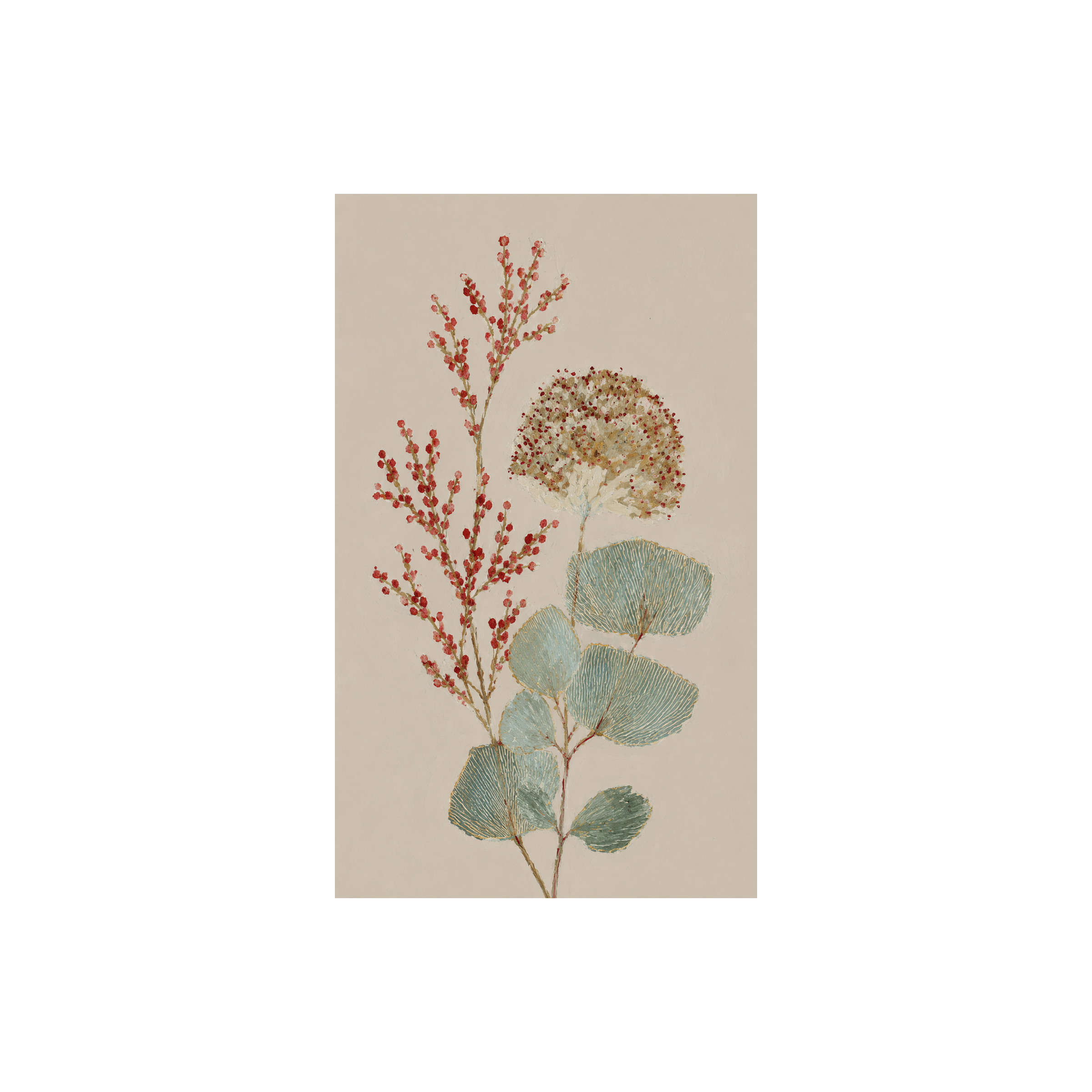 Hedgerow Traventine Botanical Study - Tapestry