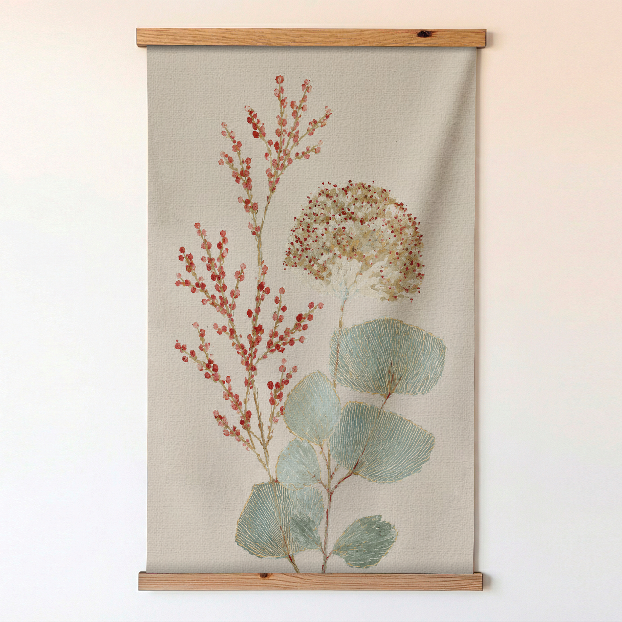 Hedgerow Traventine Botanical Study - Tapestry