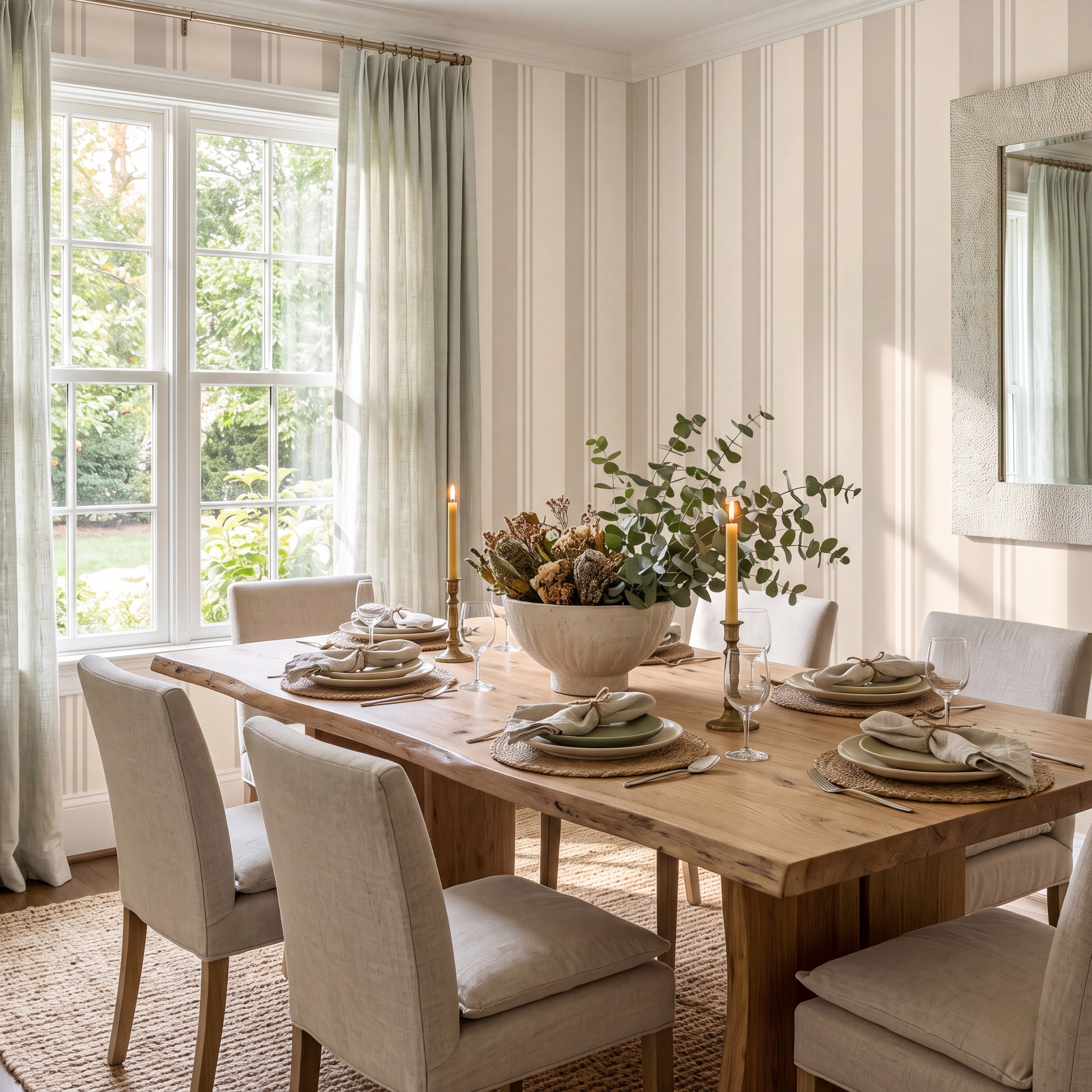 Hedgerow Travertine Stripes Wallpaper