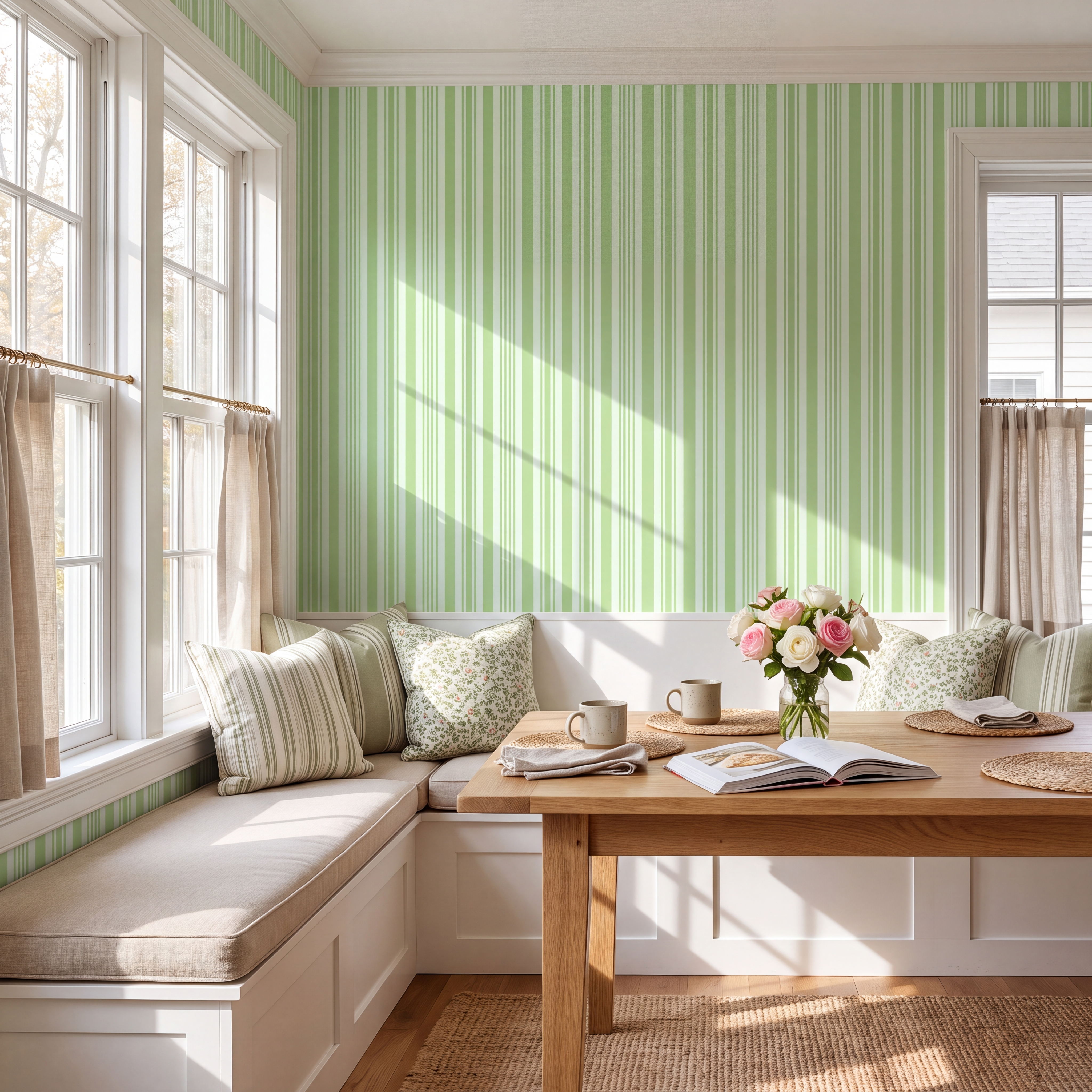 Key Lime Celadon Stripes Wallpaper