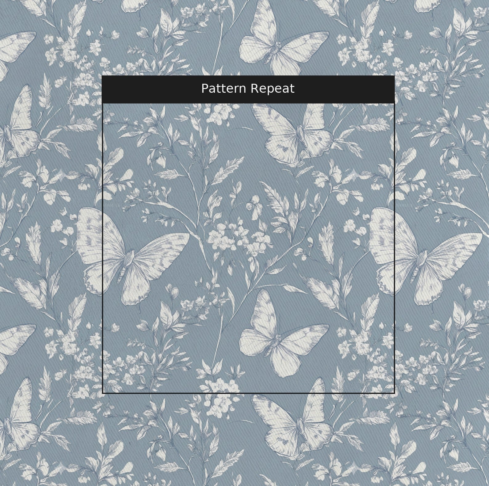 Collierville Blue Fabric by the Yard — pattern repeat