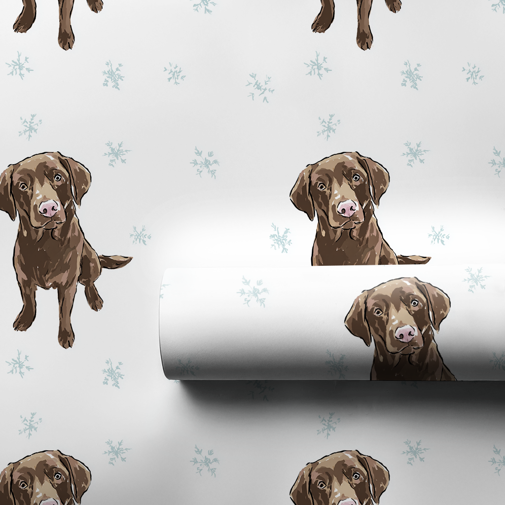 Chocolate Lab Snowflakes - Wrapping Paper