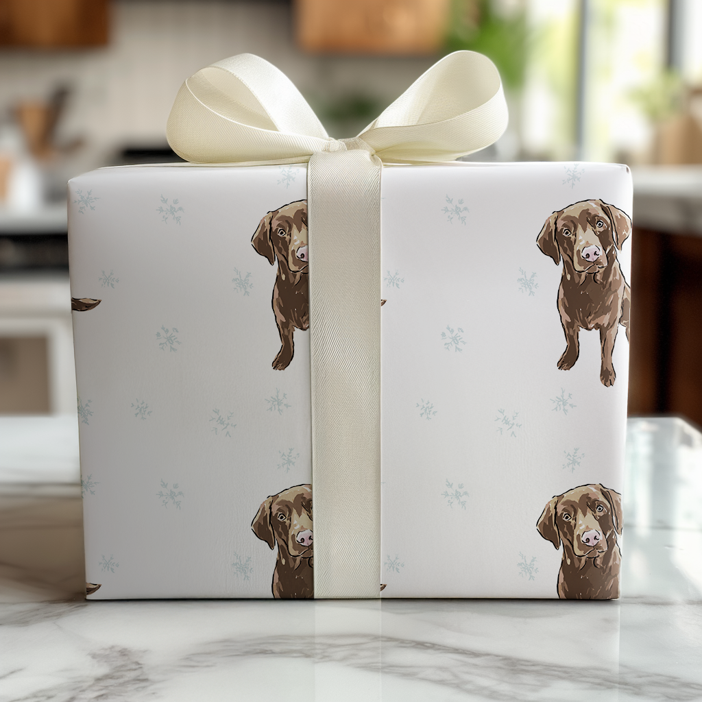 Chocolate Lab Snowflakes - Wrapping Paper