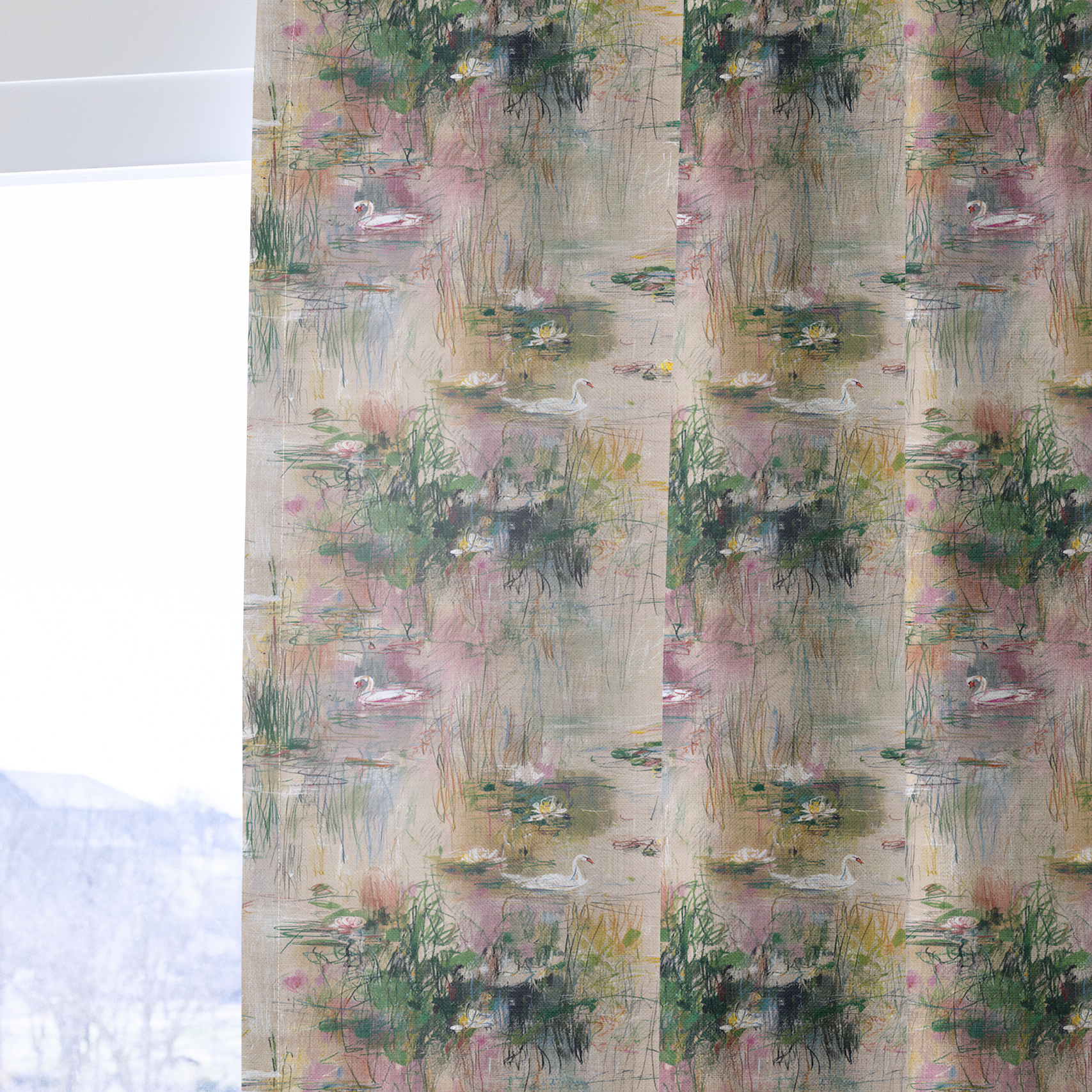 Poised Pond - Drapery — one panel