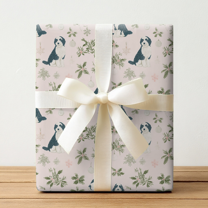 Pink Bernedoodle Christmas - Wrapping Paper