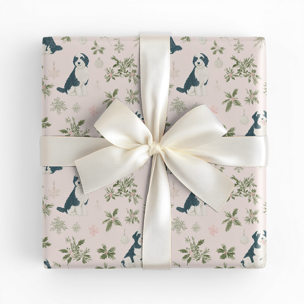 Pink Bernedoodle Christmas - Wrapping Paper