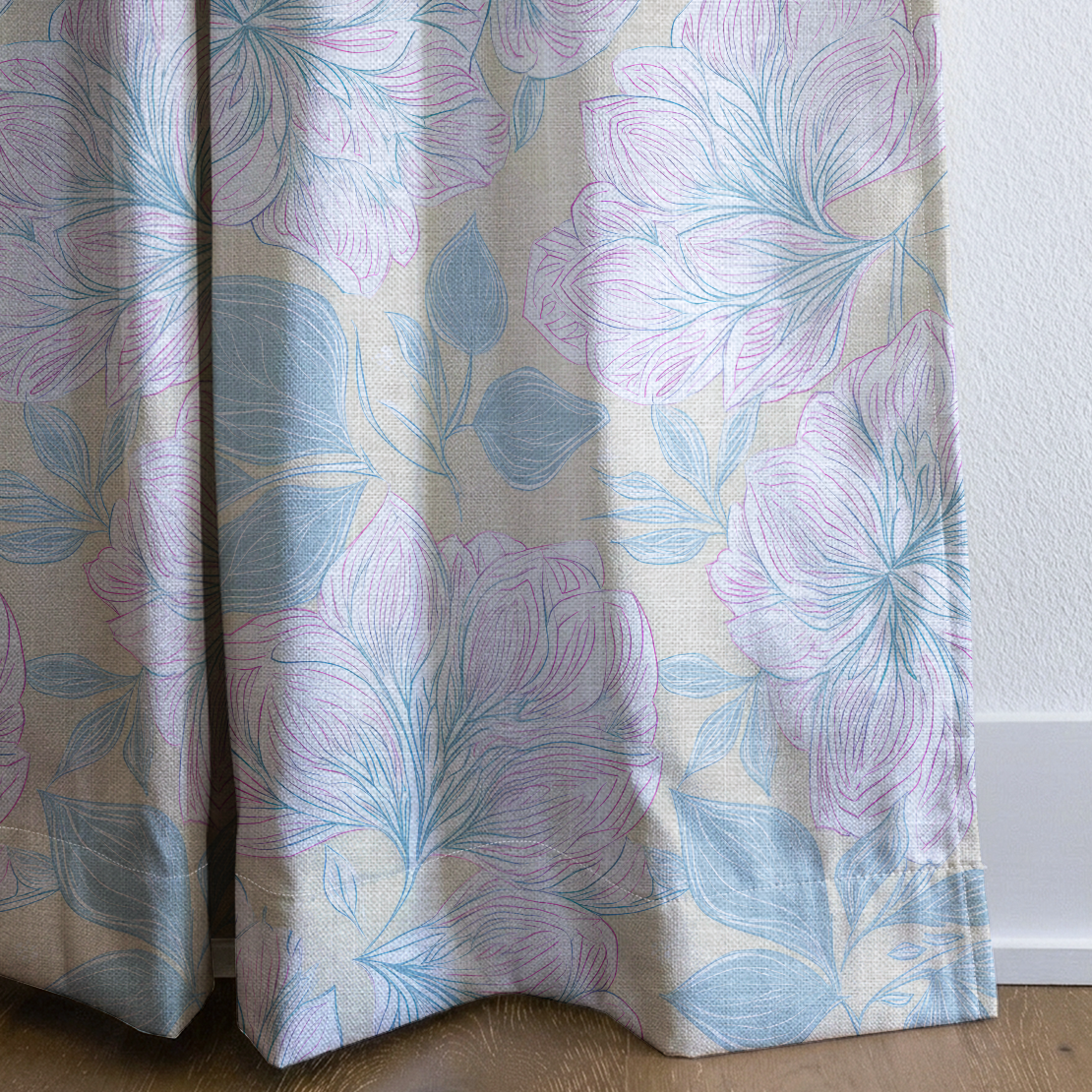 Skipping Through Flowers - Drapery — corner closeup