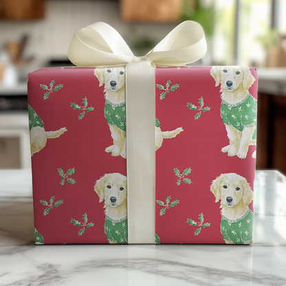 Cozy Christmas Retriever - Wrapping Paper