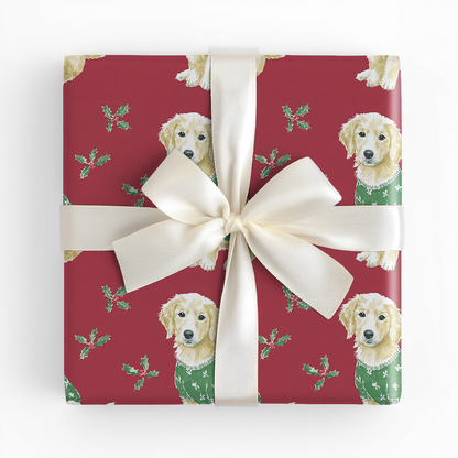 Cozy Christmas Retriever - Wrapping Paper