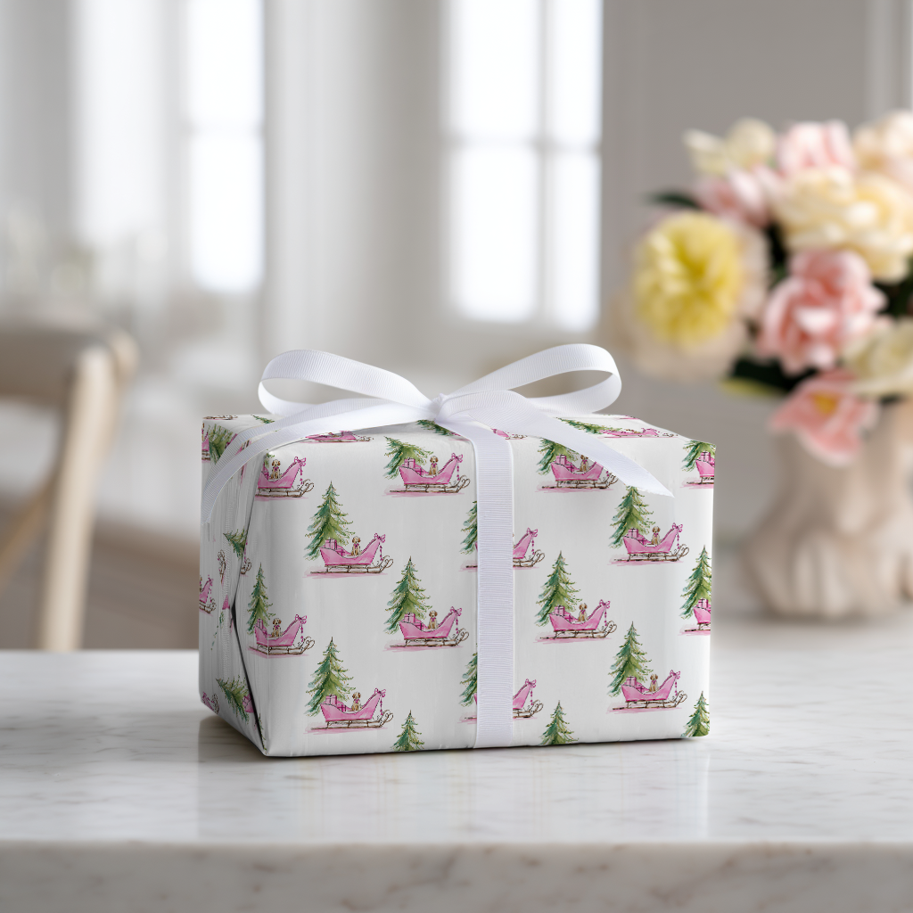 Puppy Sleigh Ride - Wrapping Paper