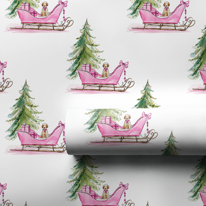 Puppy Sleigh Ride - Wrapping Paper