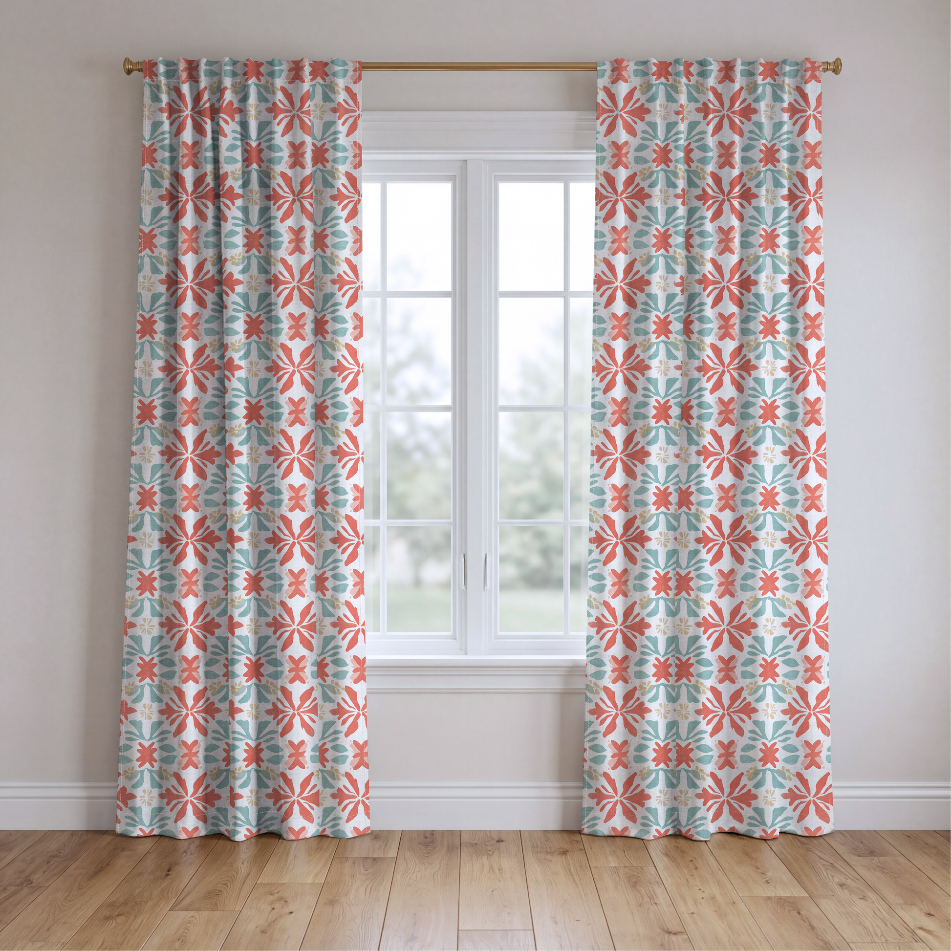 Summer Orange - Drapery — two panels