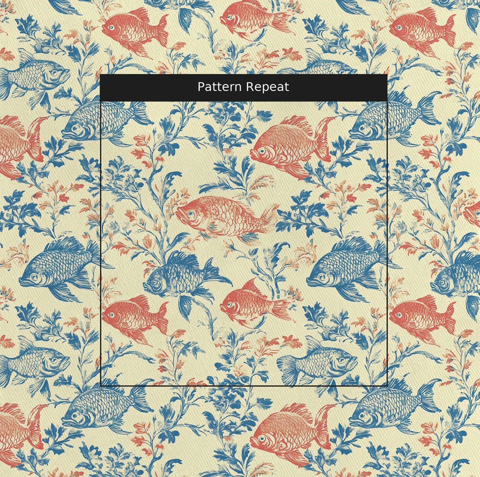 Fish Tank Fabric by the Yard — pattern repeat
