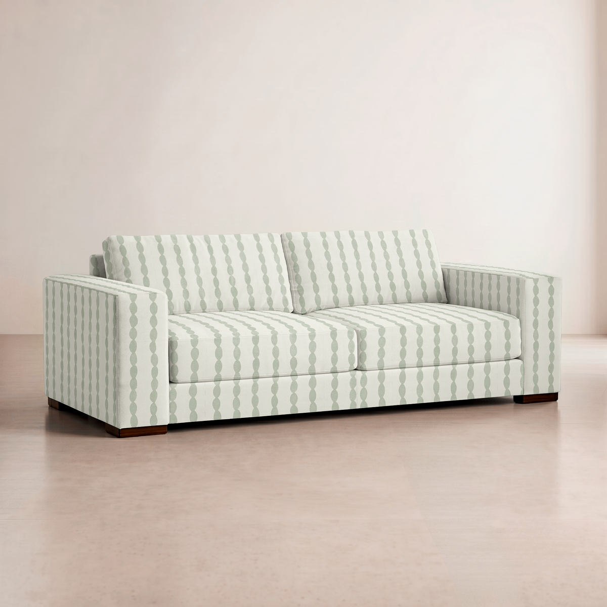 The Christopher Sofa in Loose Stems Lichen Chord Stripe