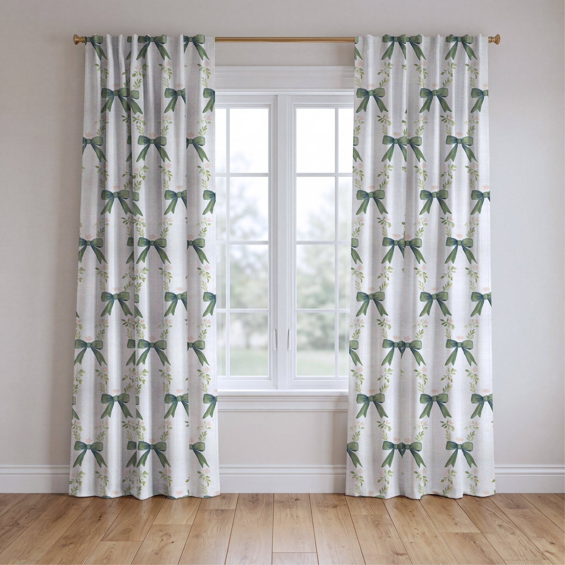 Elegant Emerald - Drapery — two panels