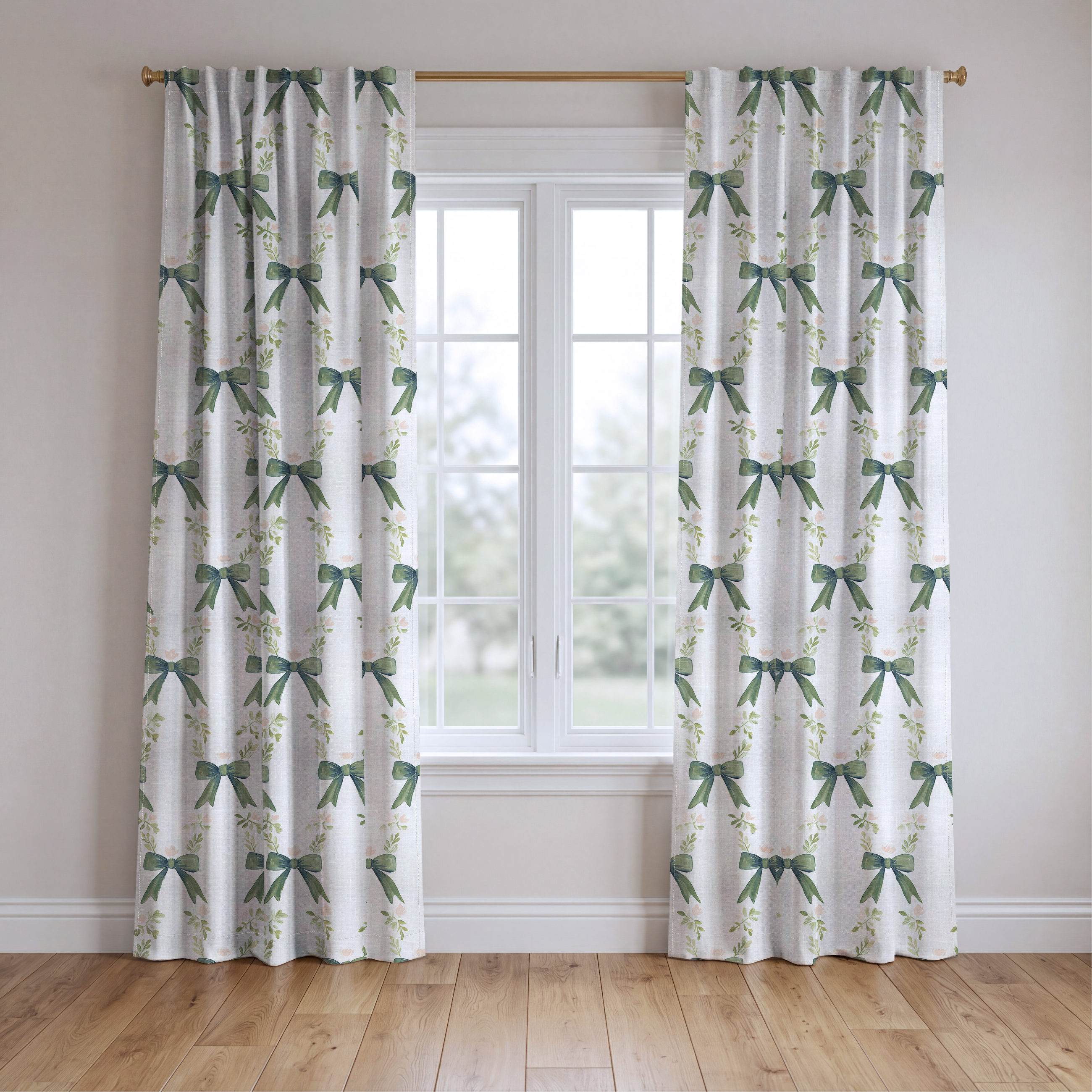 Elegant Emerald - Drapery — two panels