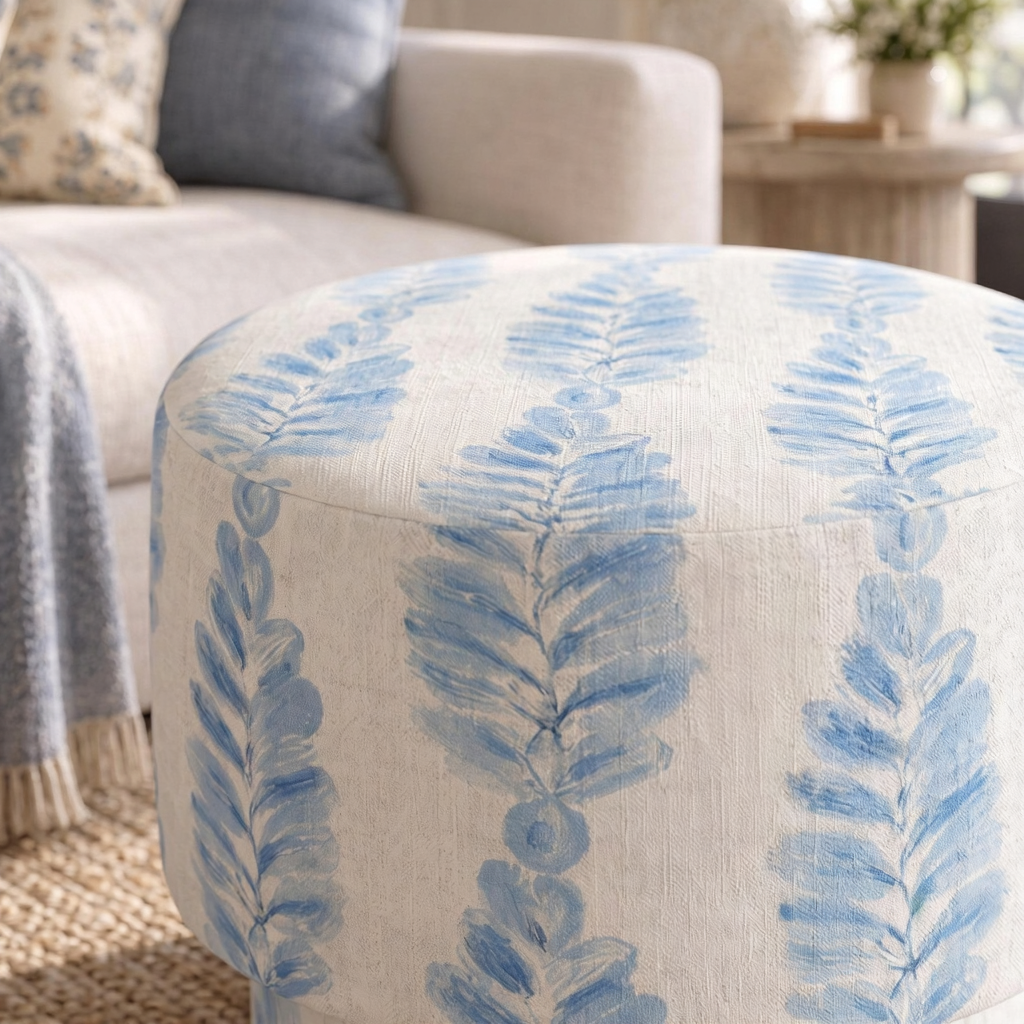 The Adelaide Ottoman in Carolina Ferns