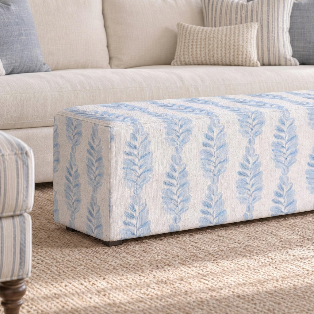 The Josephine Ottoman in Carolina Ferns