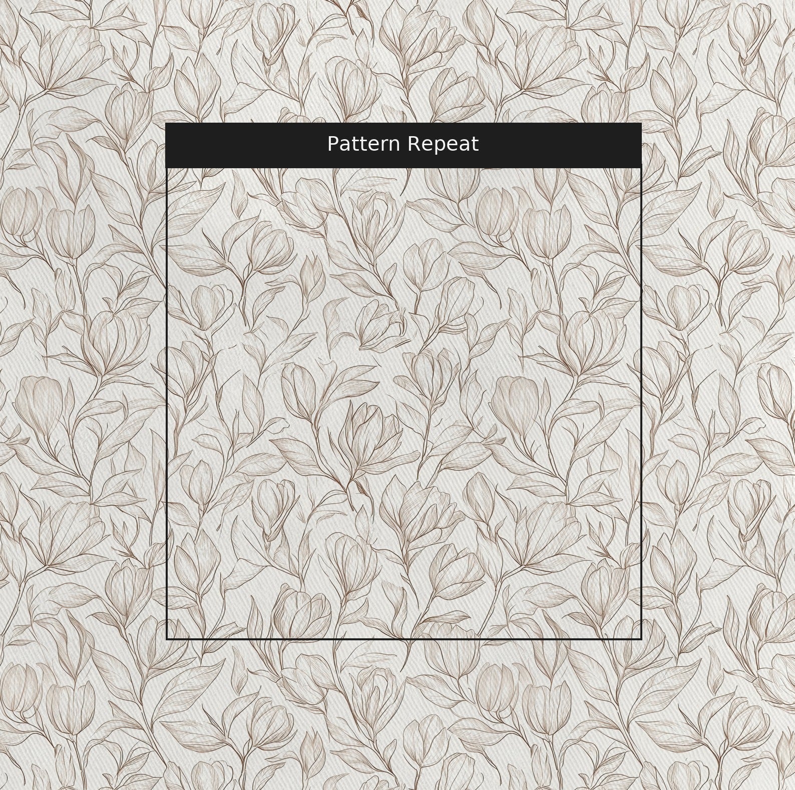 Magnolia Sketch Fabric by the Yard — pattern repeat
