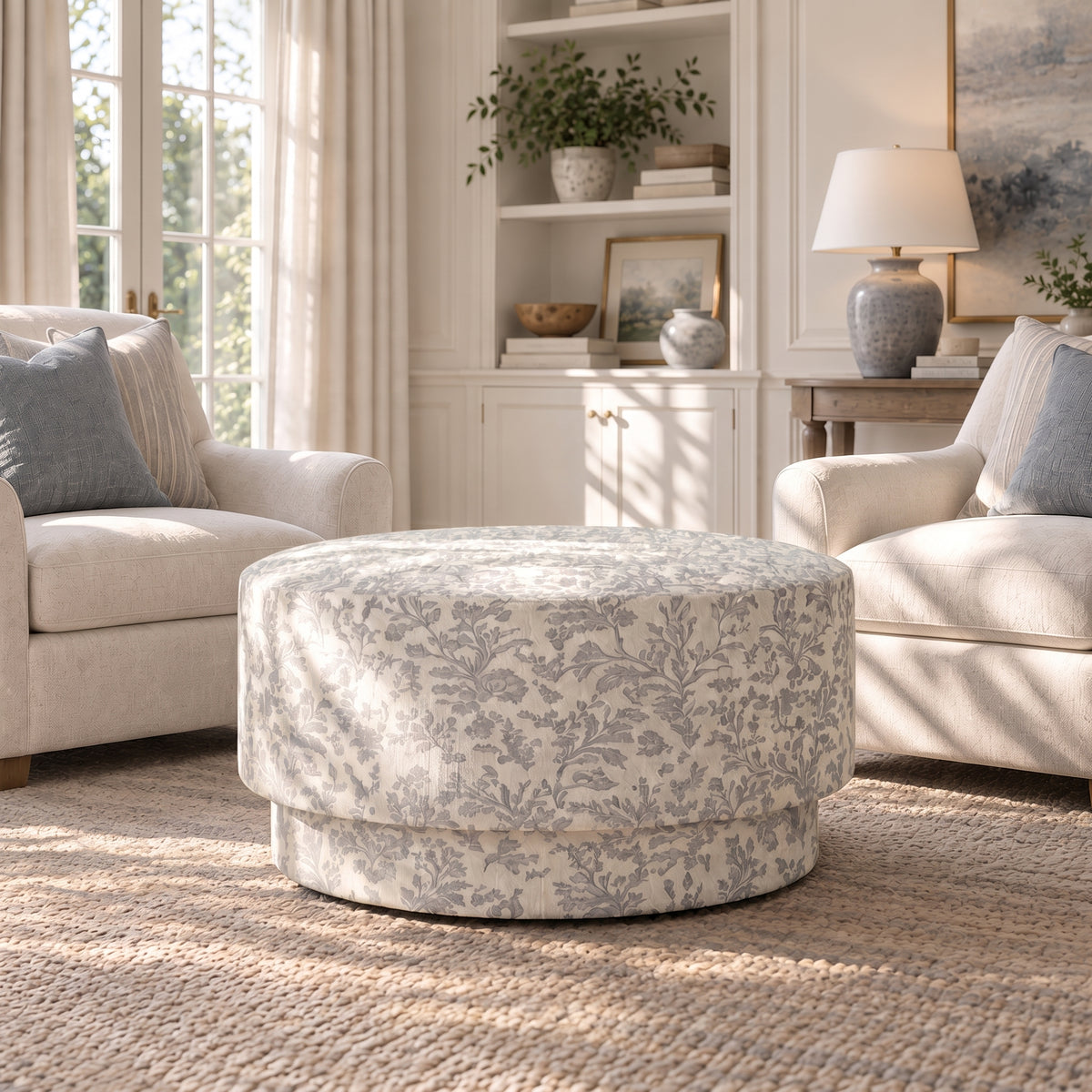 The Adelaide Ottoman in Ruby Nell