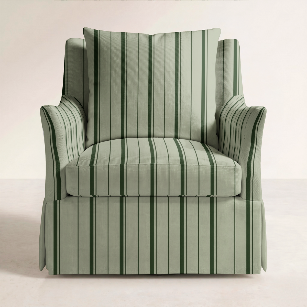 The Eleanor Chair in The Silk Garden Sage Stripes