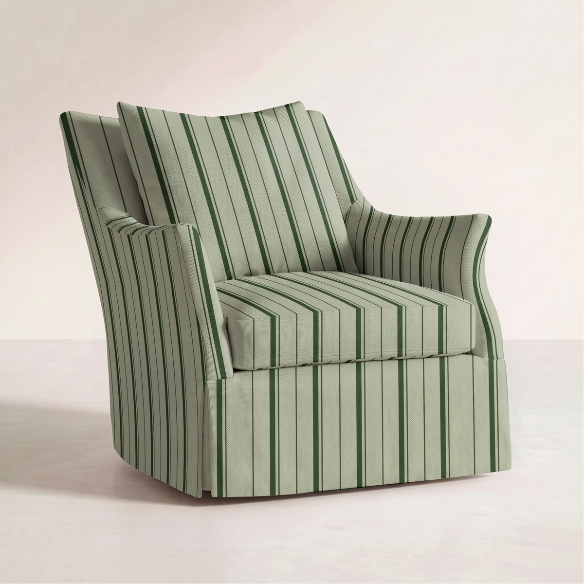 The Eleanor Chair in The Silk Garden Sage Stripes