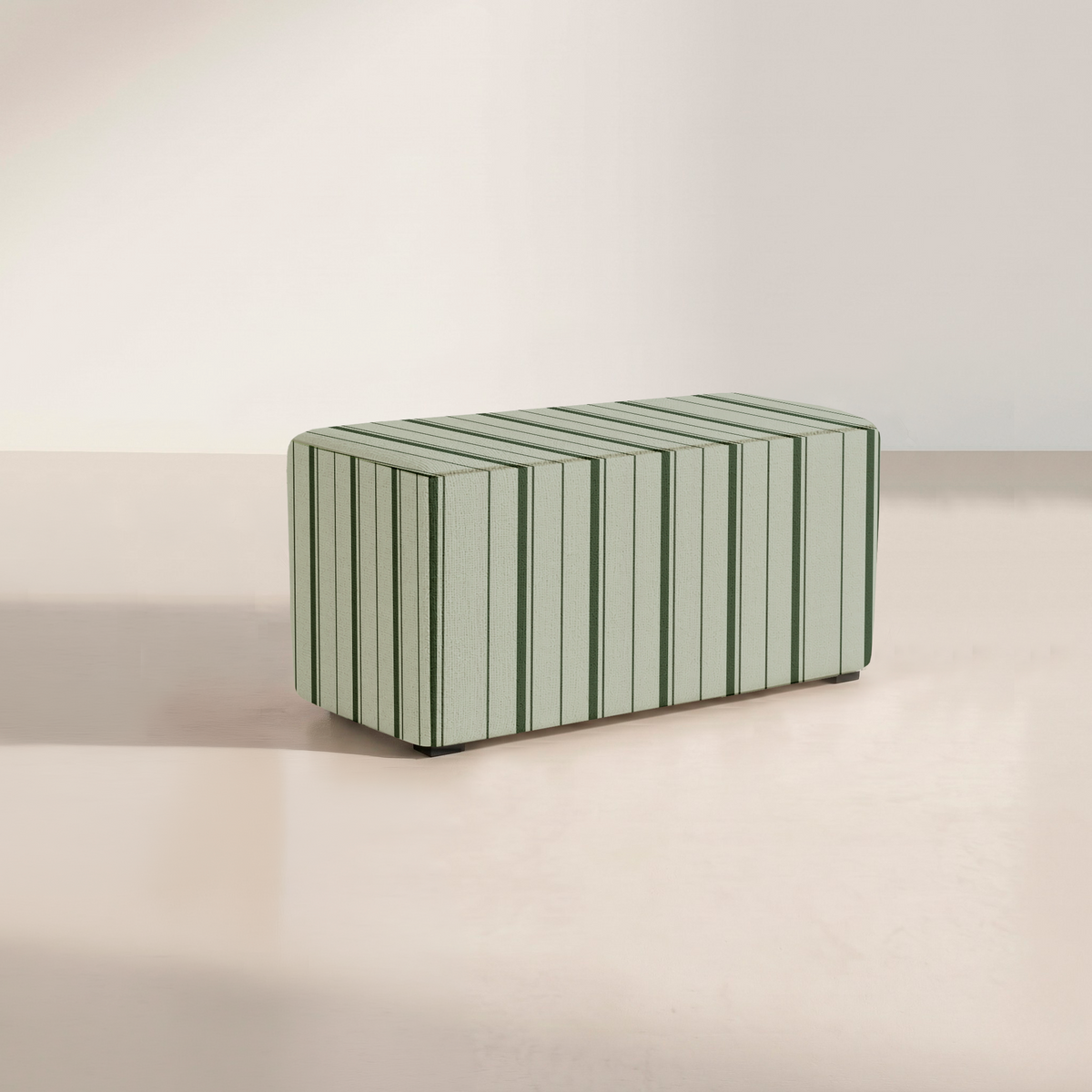 The Josephine Ottoman in The Silk Garden Sage Stripes