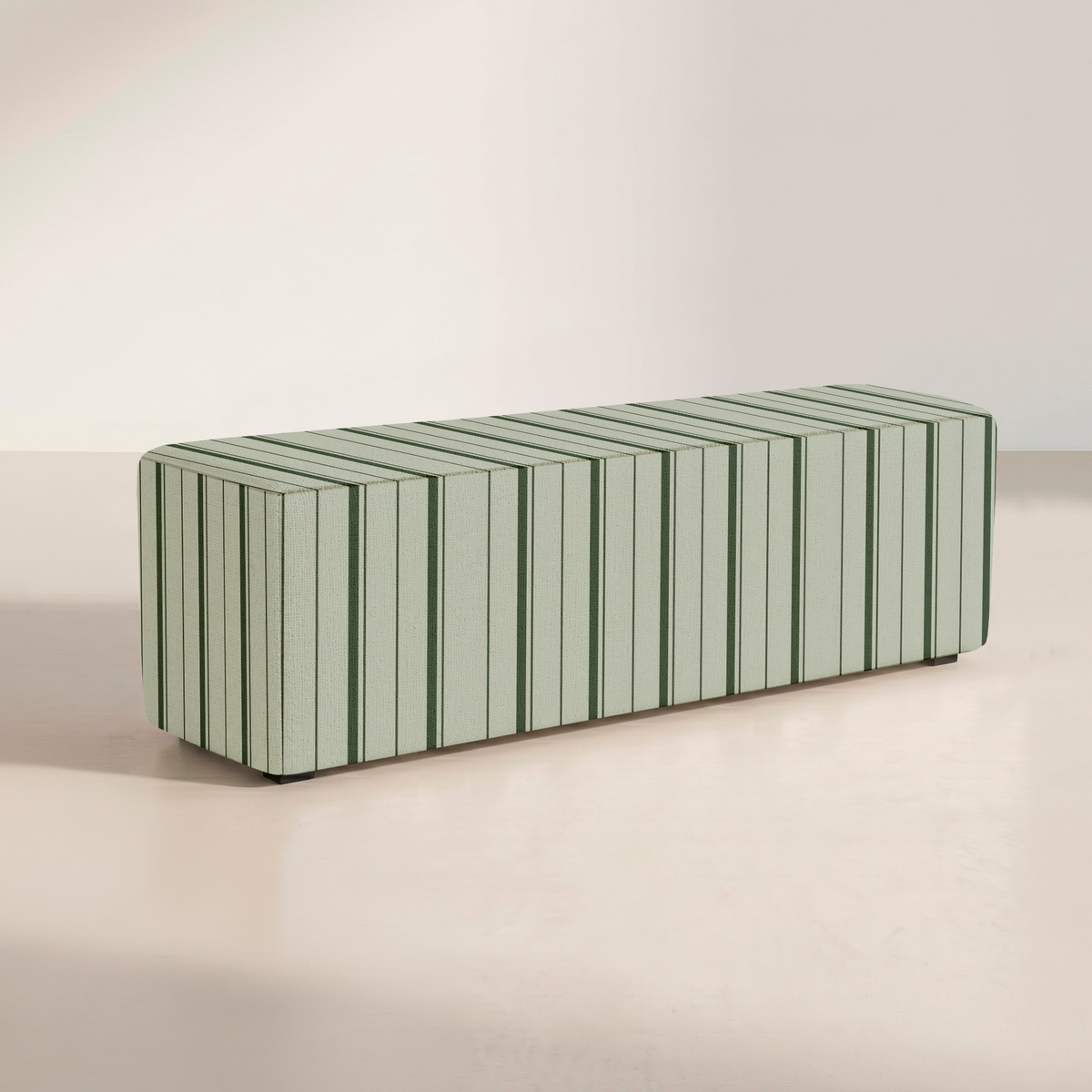 The Josephine Ottoman in The Silk Garden Sage Stripes