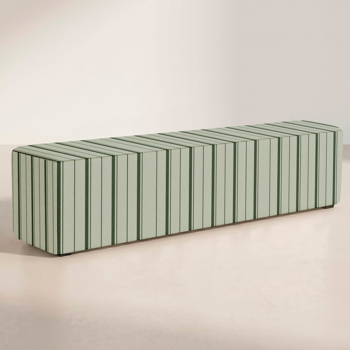 The Josephine Ottoman in The Silk Garden Sage Stripes