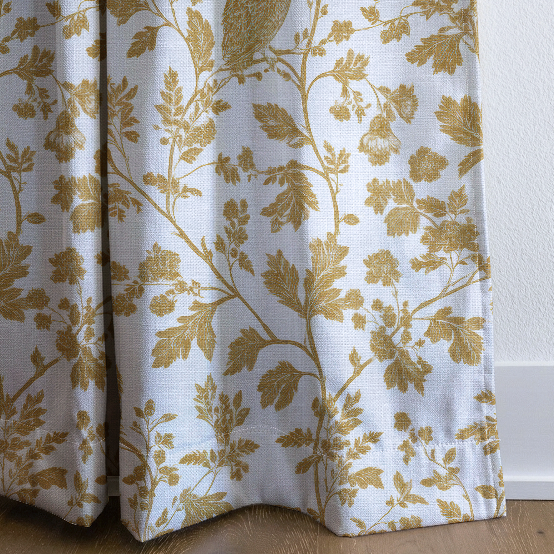 Golden Owl Friend - Drapery — corner closeup