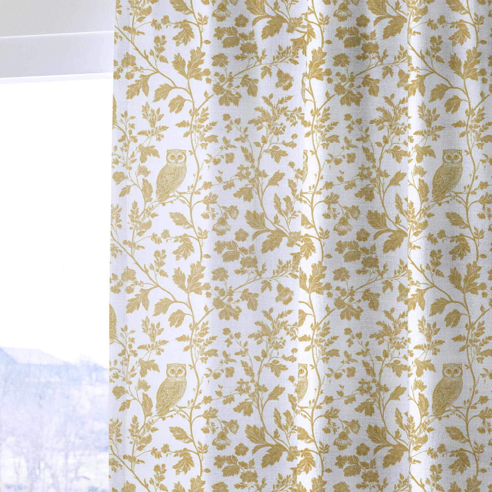 Golden Owl Friend - Drapery — one panel