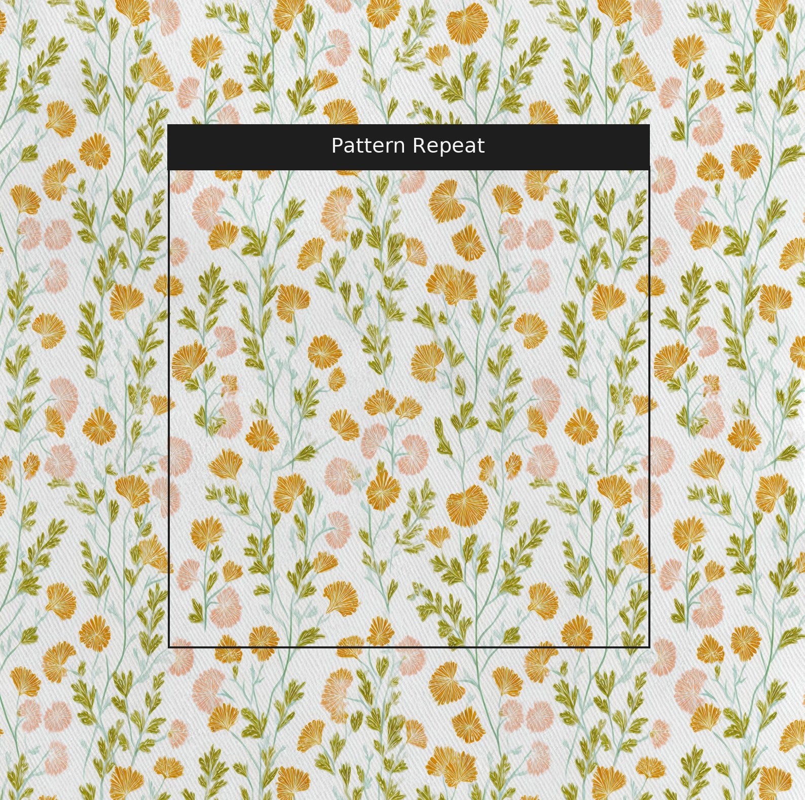 Faded Flora Fabric by the Yard — pattern repeat
