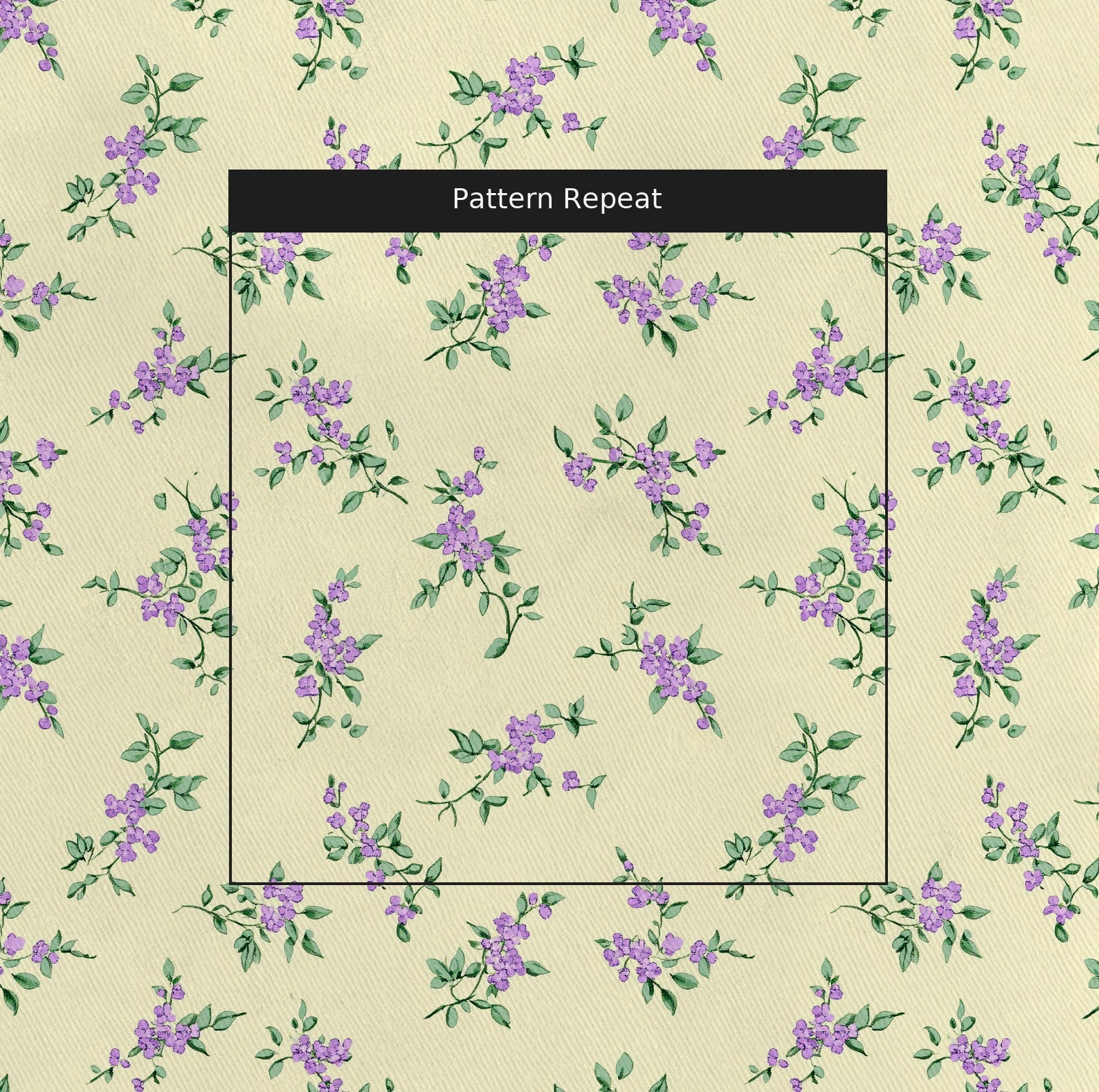 Lavender Sprig Fabric by the Yard — pattern repeat