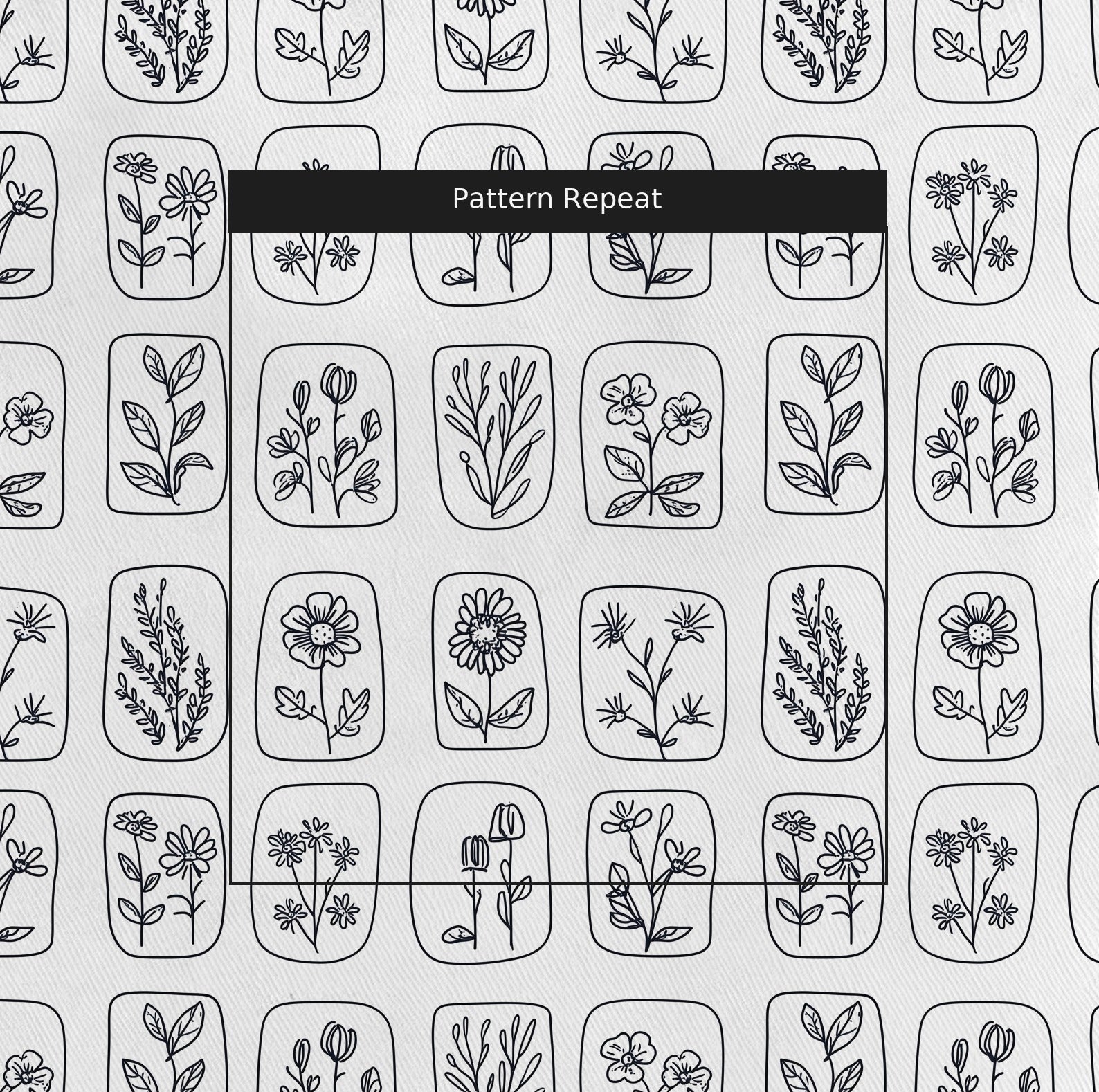 Sketchbook Blooms Fabric by the Yard — pattern repeat