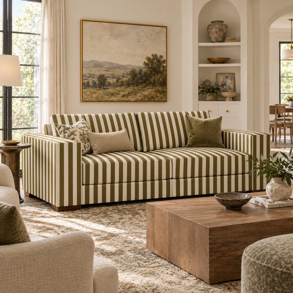 The Christopher Sofa in Jude Olive Stripes