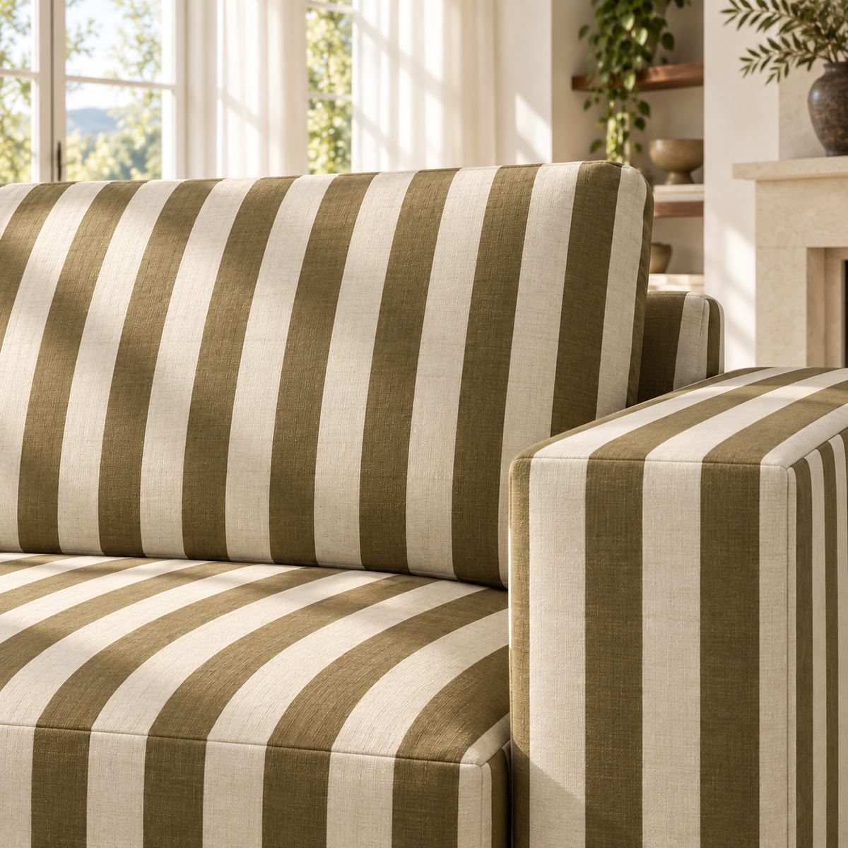 The Christopher Sofa in Jude Olive Stripes