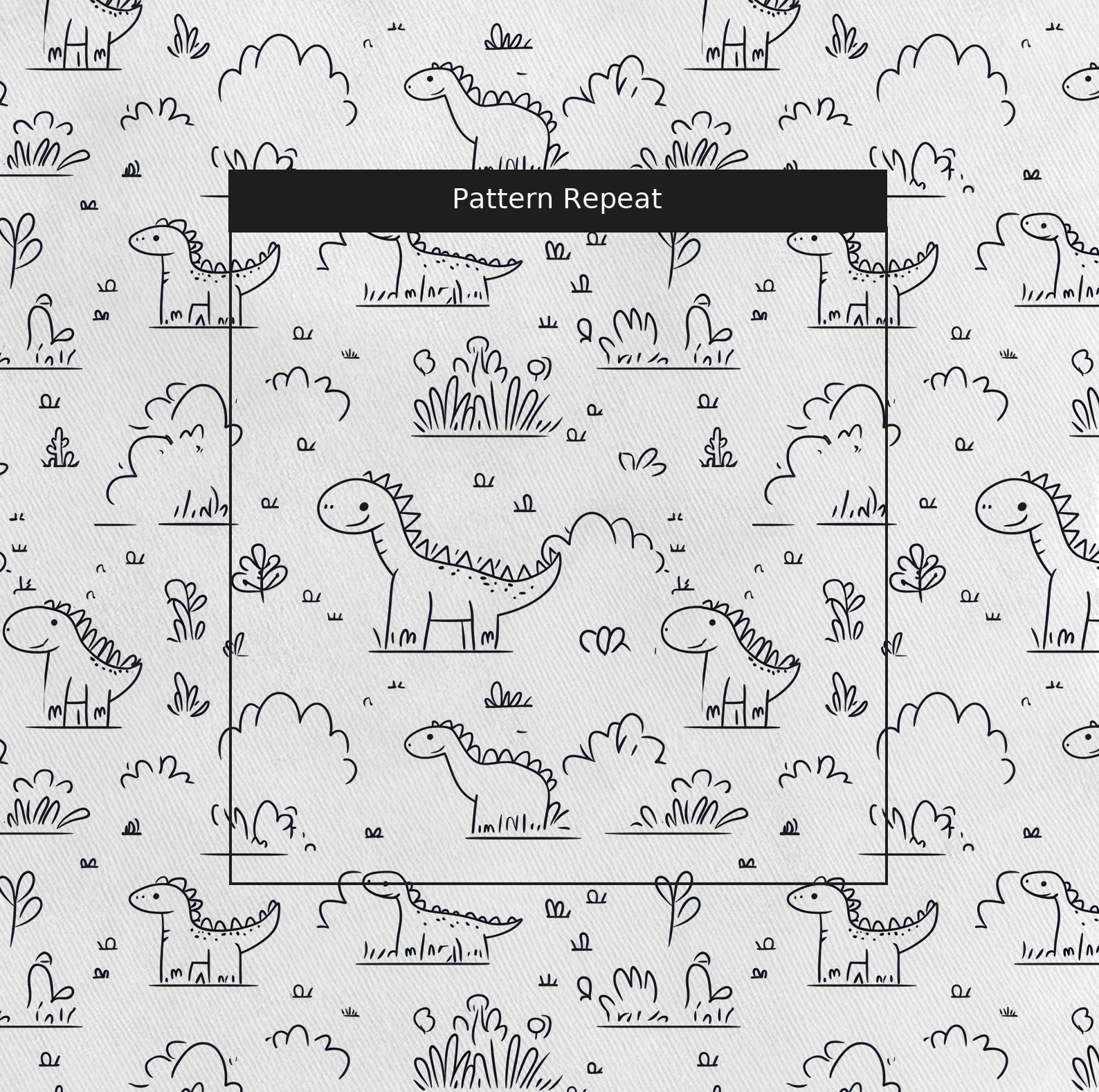Dino Doodle Fabric by the Yard — pattern repeat
