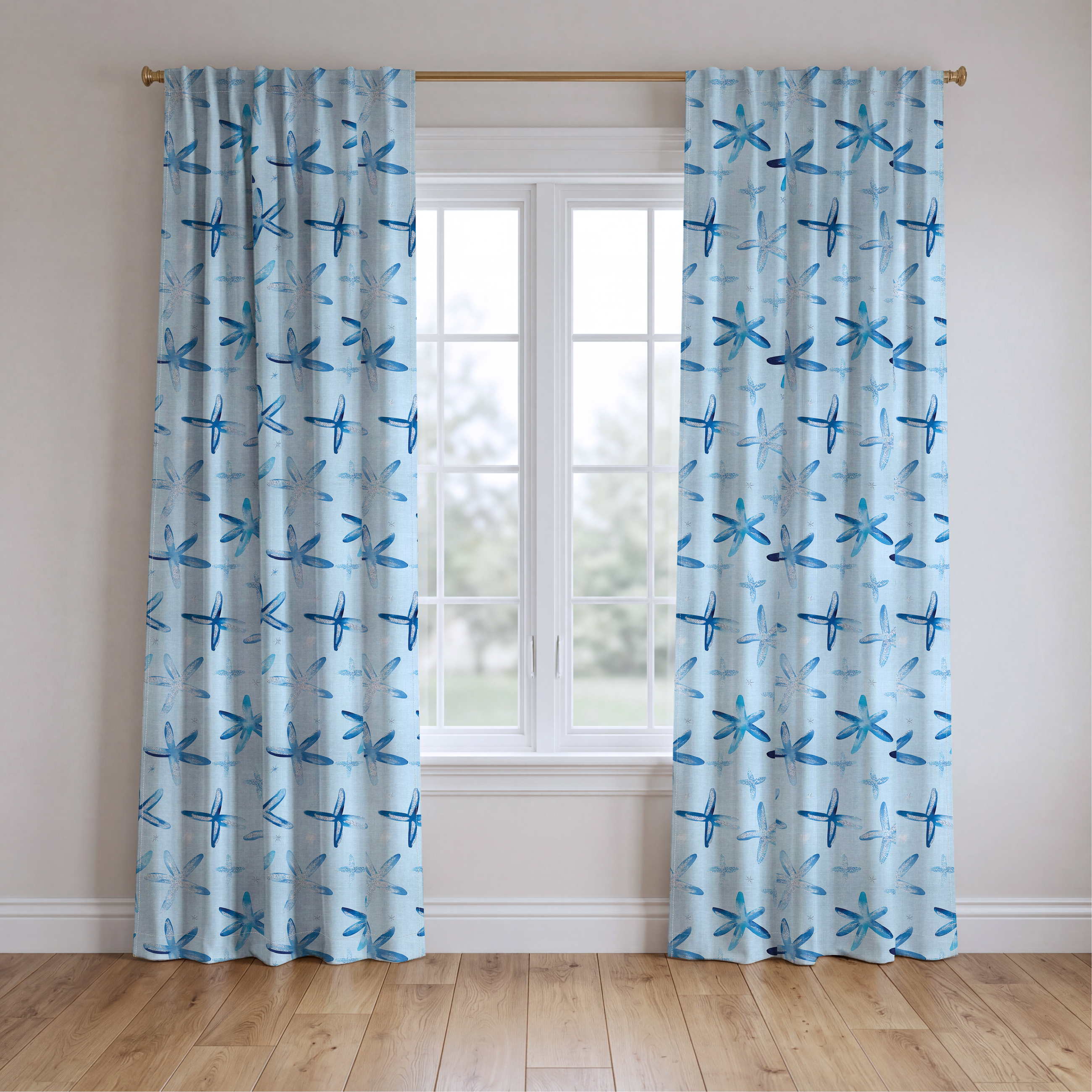 Snowy Sparkle - Drapery — two panels