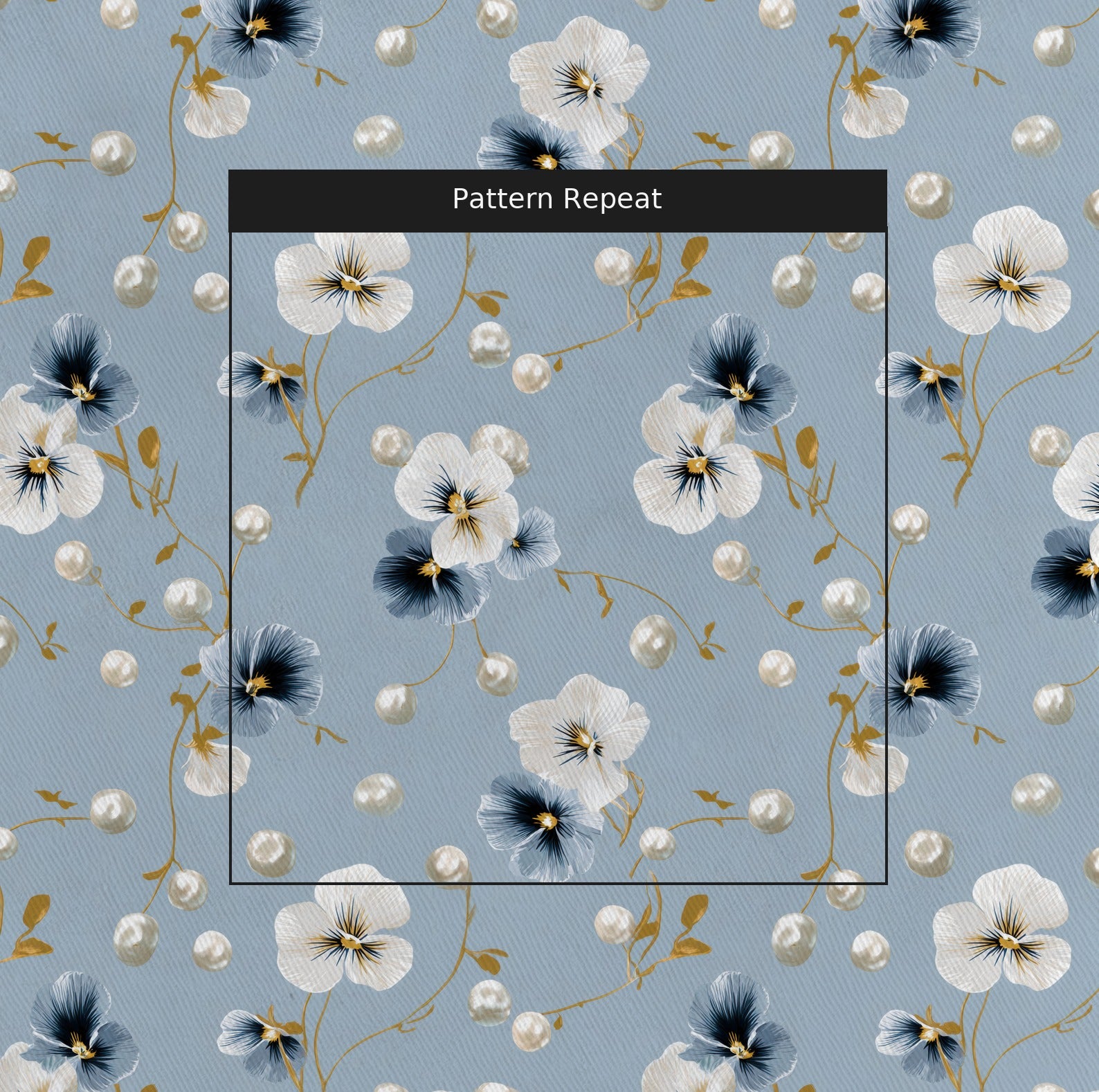 Flower Pearls Fabric by the Yard — pattern repeat