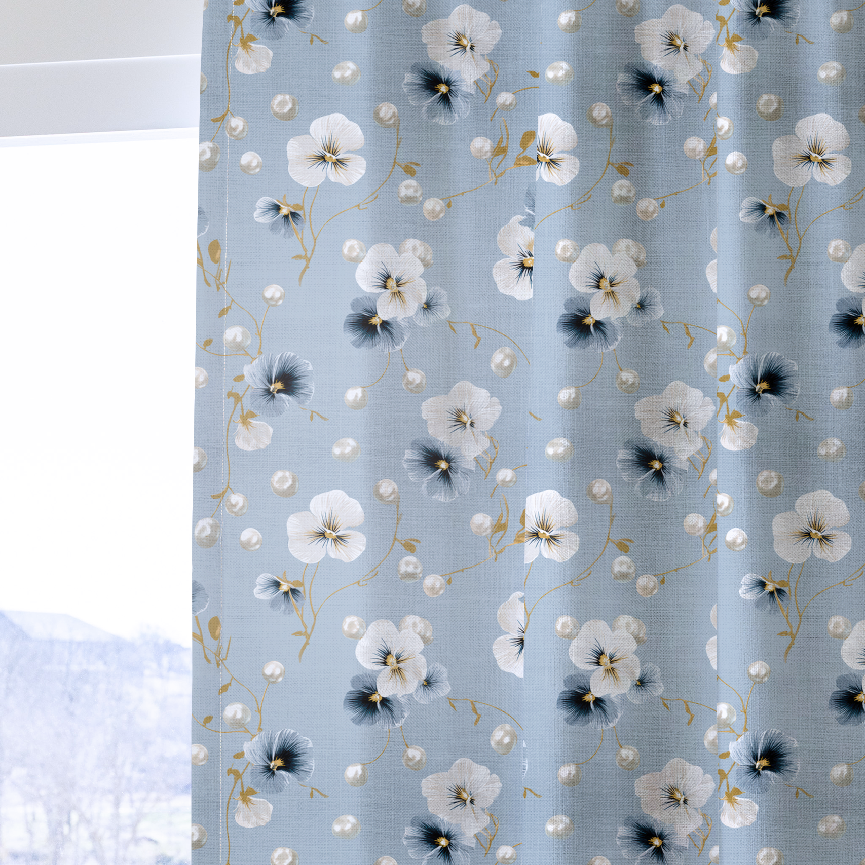Flower Pearls - Drapery — one panel