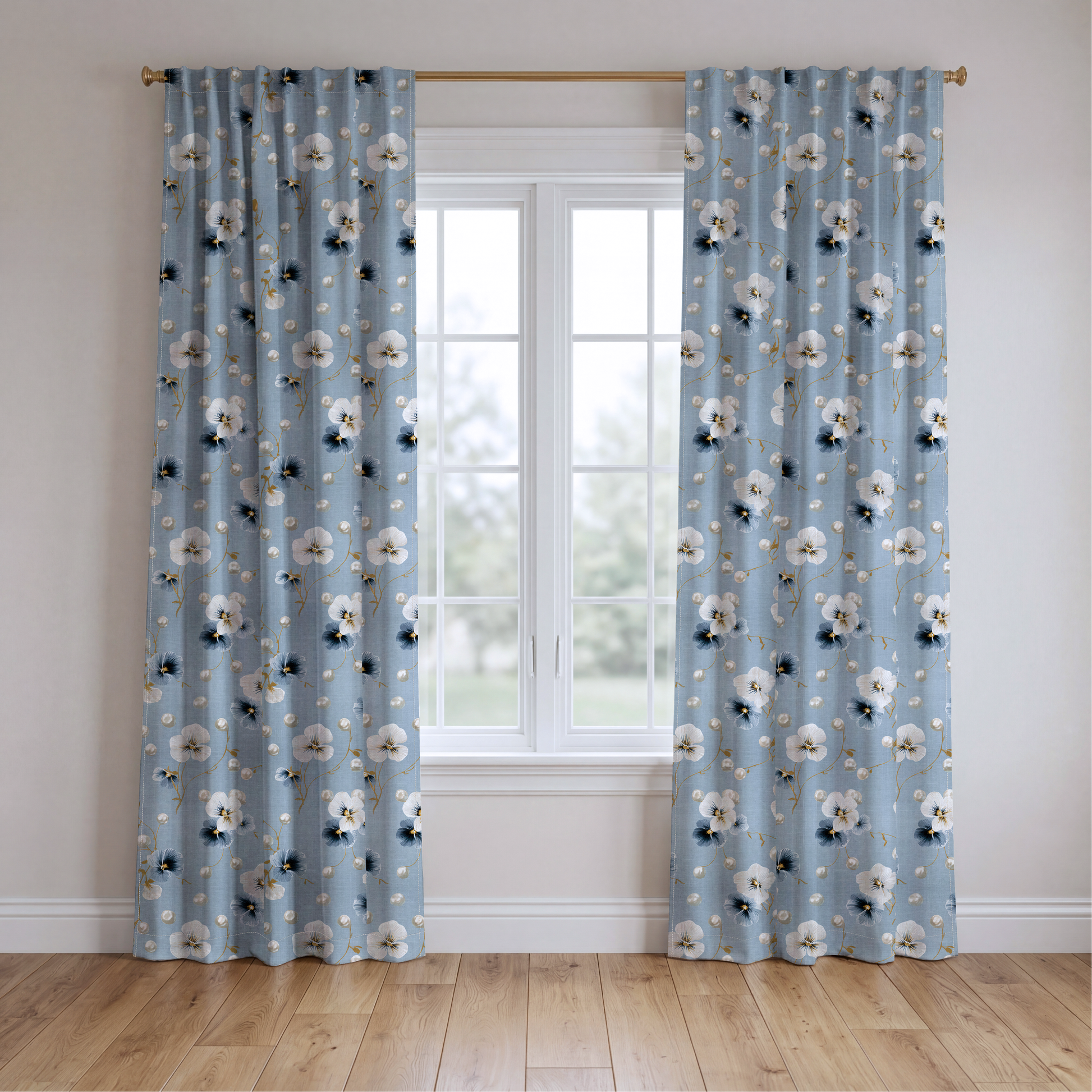 Flower Pearls - Drapery — two panels