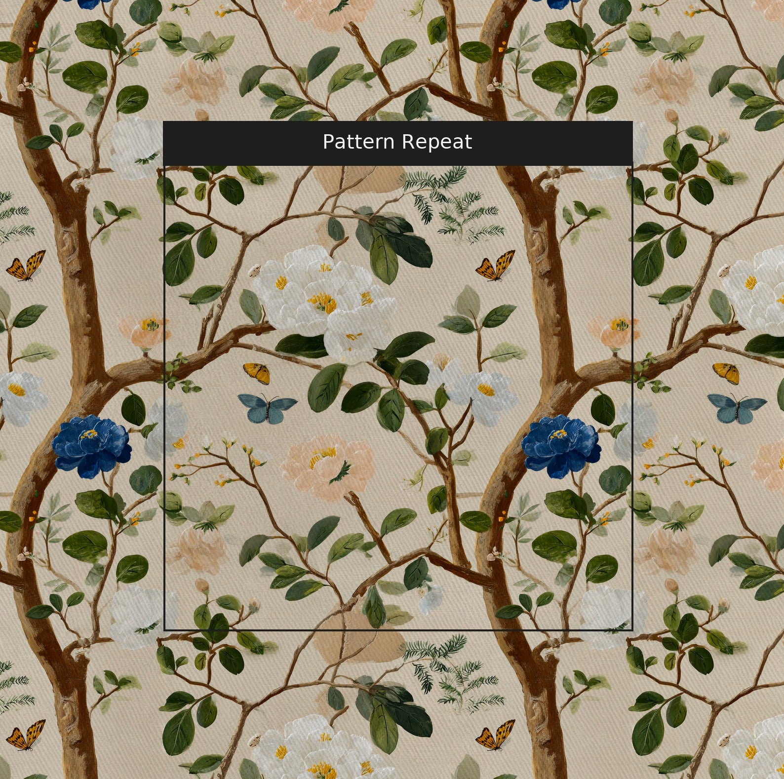 Bloomed Fabric by the Yard — pattern repeat