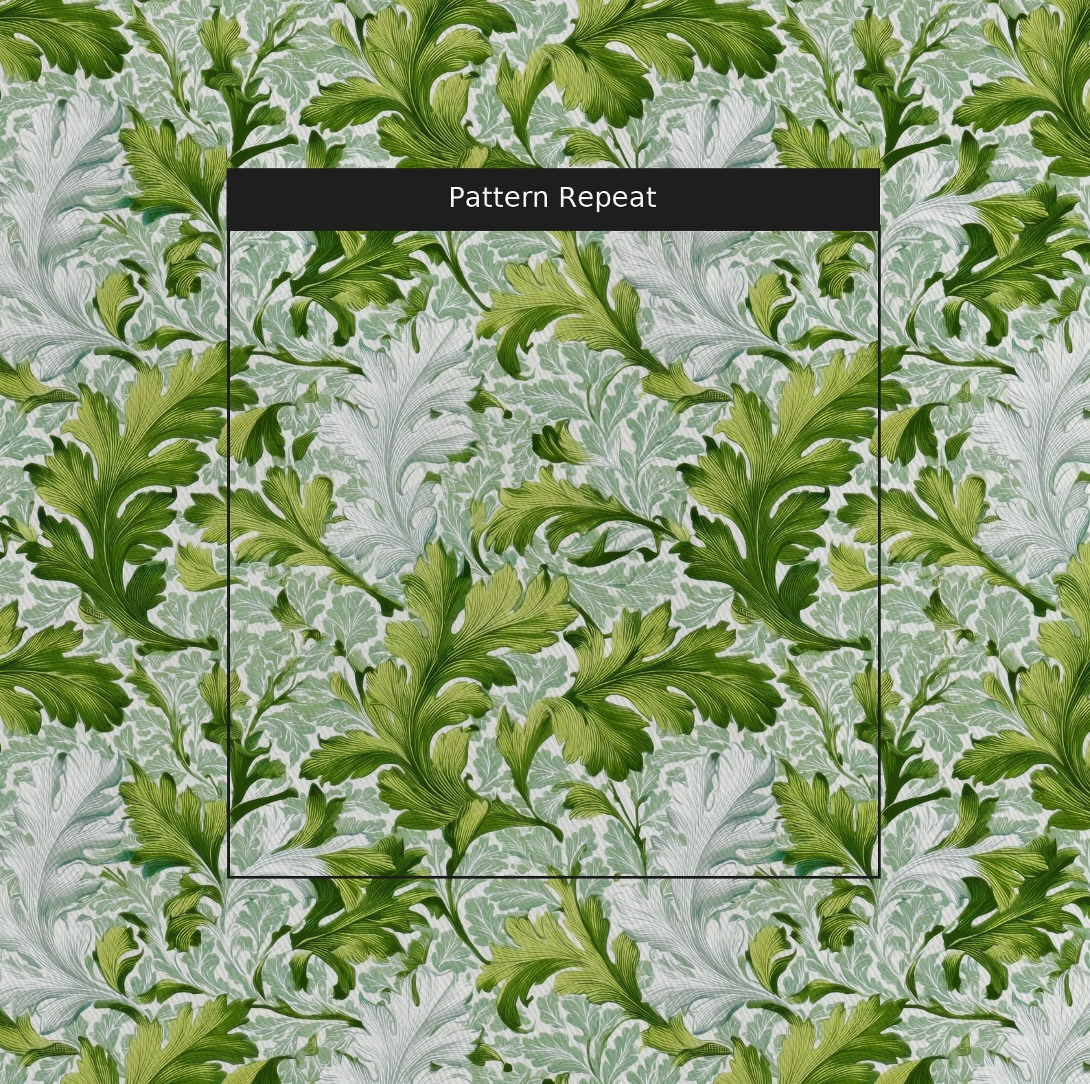 Almost Emerald Fabric by the Yard — pattern repeat